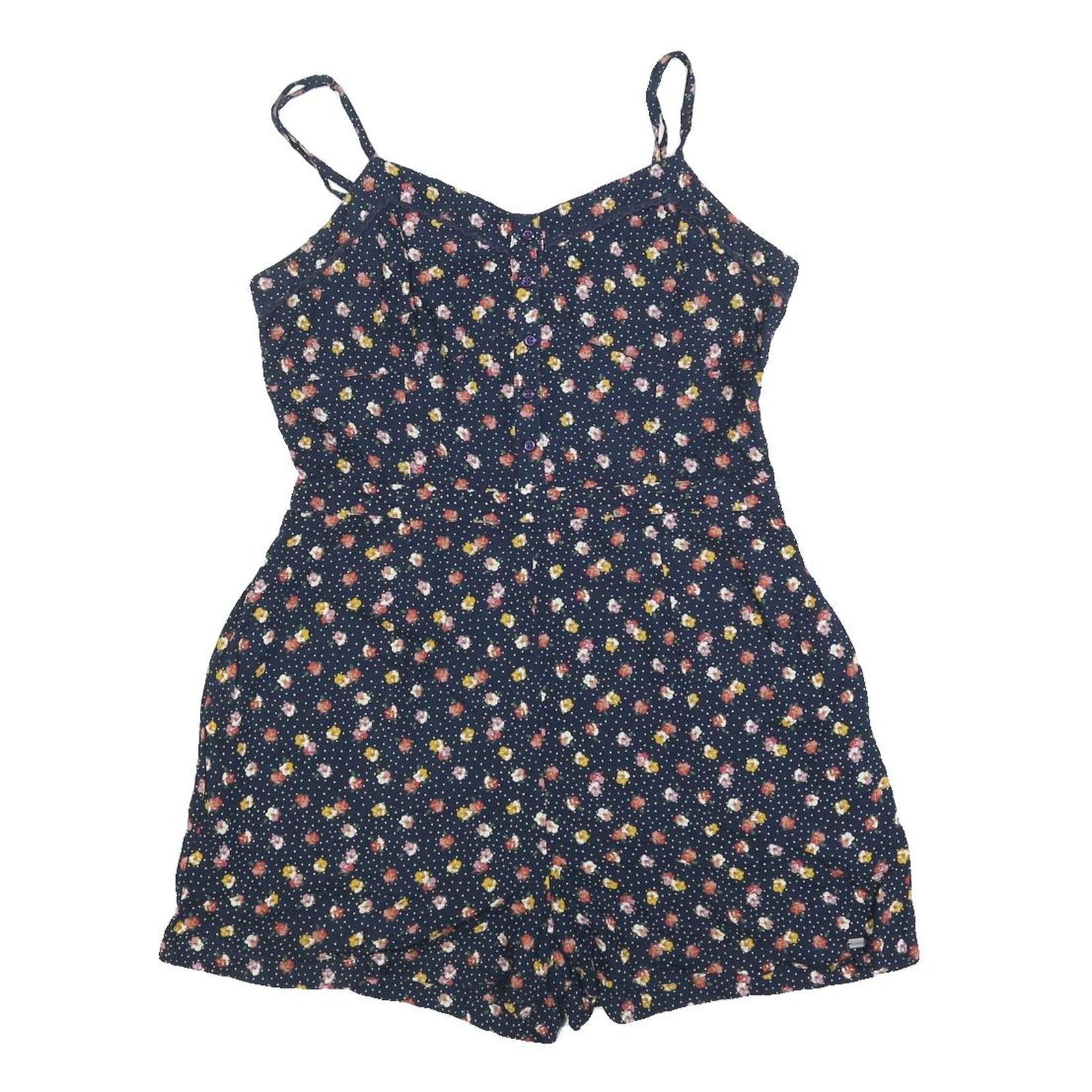 SUPERDRY Womens Navy Blue Floral Playsuit M Cotton Blend Summer Casual Refurbished - N/A refurbished available on Cerqular