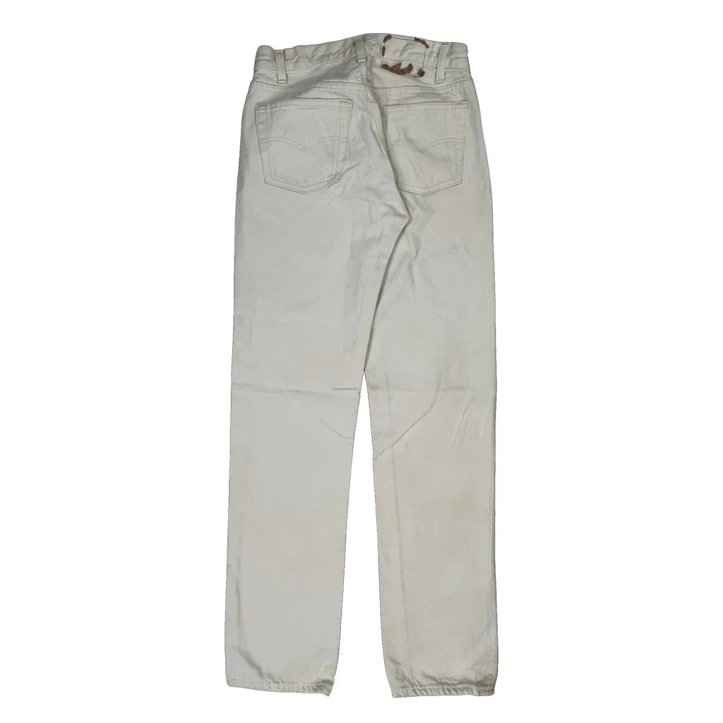 Levis Jeans - 32W 30L Cream Cotton Refurbished - Thrifted (note: this is a term often used to describe second- refurbished available on Cerqular