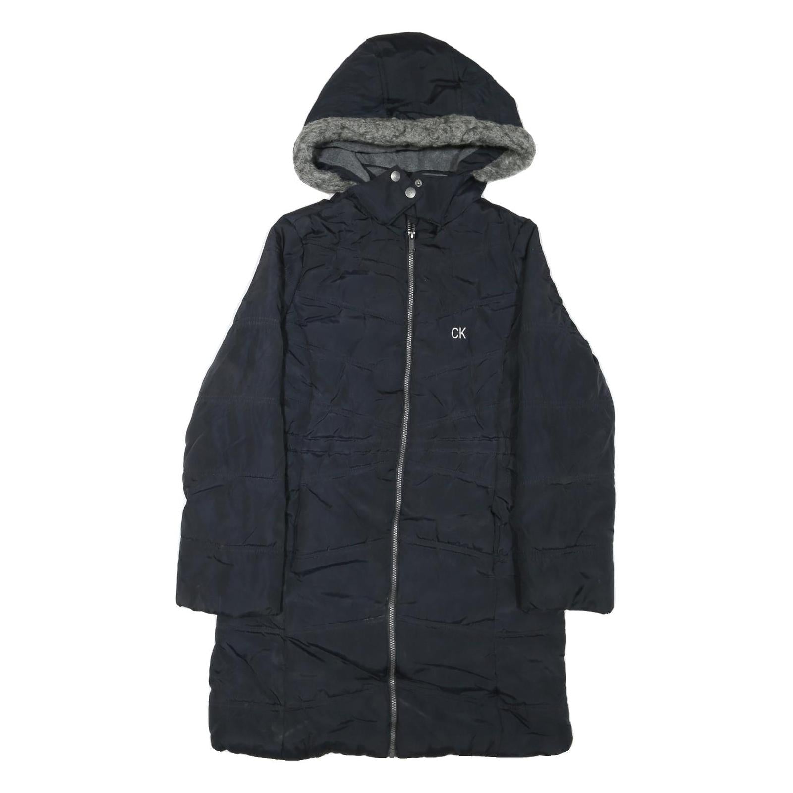 CALVIN KLEIN JEANS Womens Black Puffer Jacket XL Polyester Blend Hooded Zip Refurbished - N/A refurbished available on Cerqular