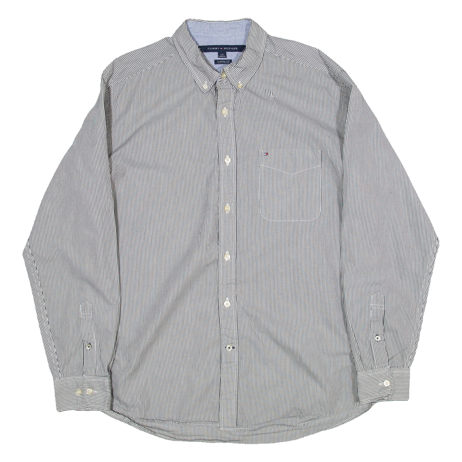 TOMMY HILFIGER Classic Fit Mens Shirt Black Striped Long Sleeve L Refurbished - N/A refurbished available on Cerqular