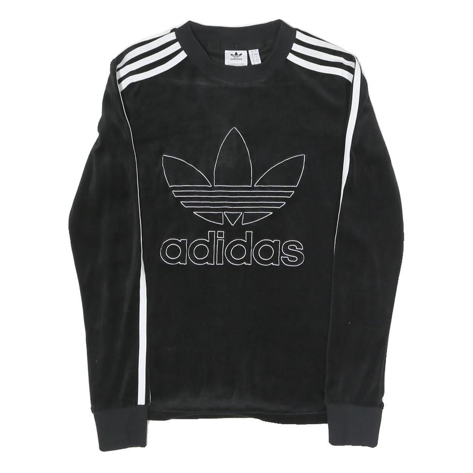 ADIDAS Womens Black Sweatshirt Crew Neck UK 4 Cotton Blend Three Stripes Refurbished - N/A refurbished available on Cerqular