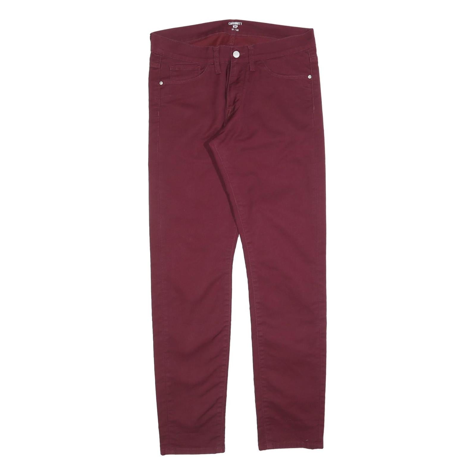 CARHARTT Mens Cotton Blend Burgundy Slim Skinny Trousers W31 L32 Casual Workwear Refurbished - N/A refurbished available on Cerqular