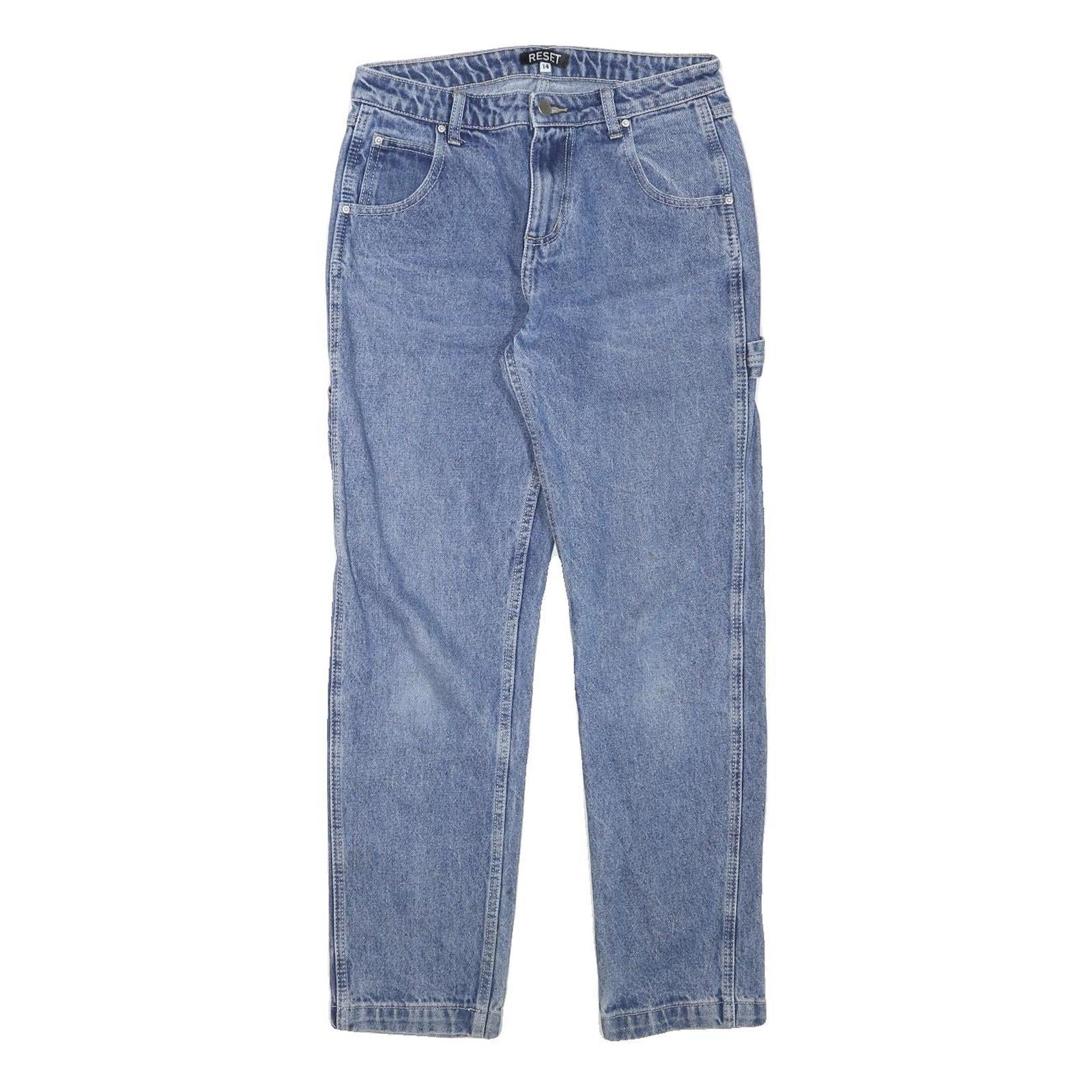 RESET Womens Regular Fit Denim Blue Jeans W28 L27 Practical Pockets Zip Closure Refurbished - N/A refurbished available on Cerqular
