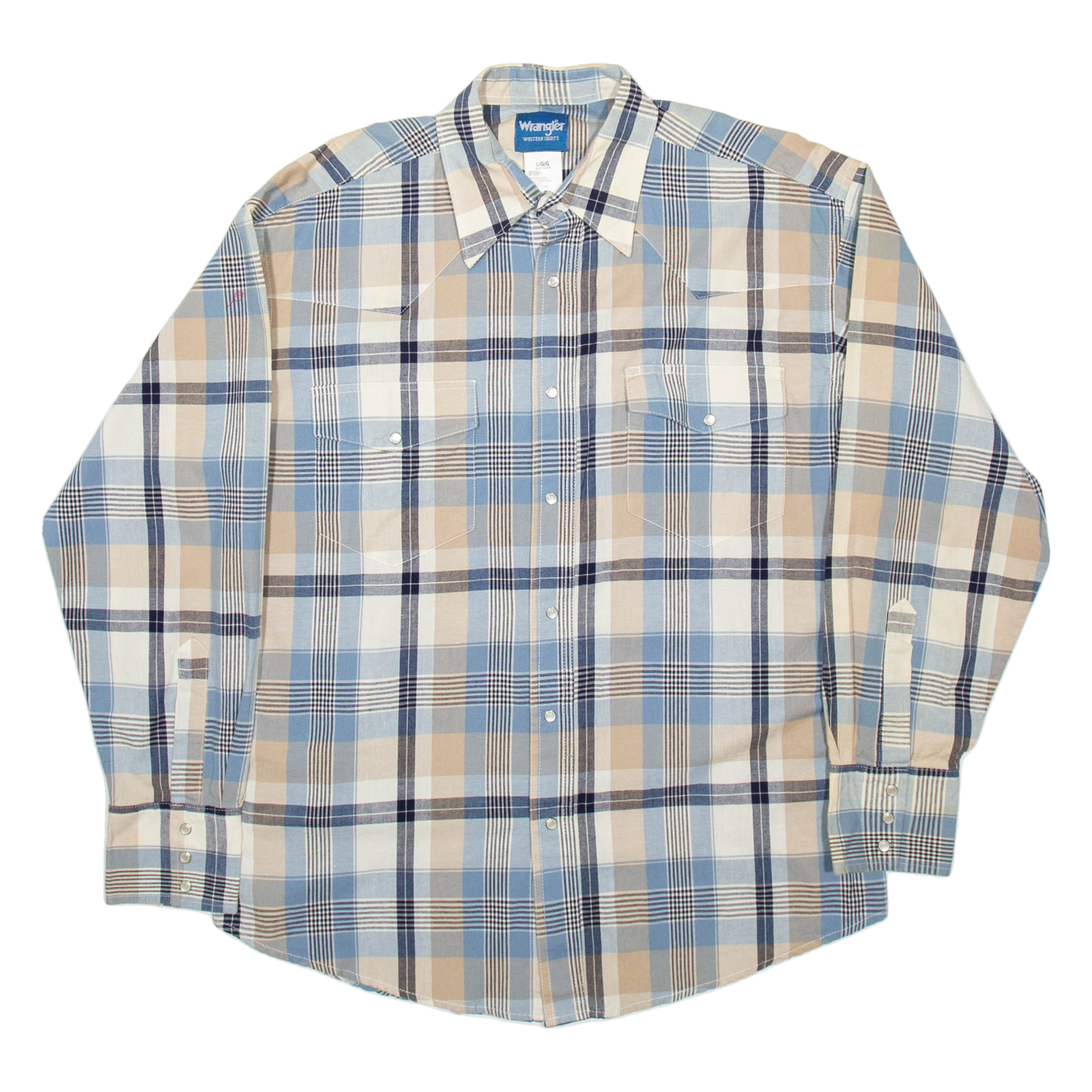 WRANGLER Mens Shirt Blue Check Long Sleeve L Refurbished - N/A refurbished available on Cerqular