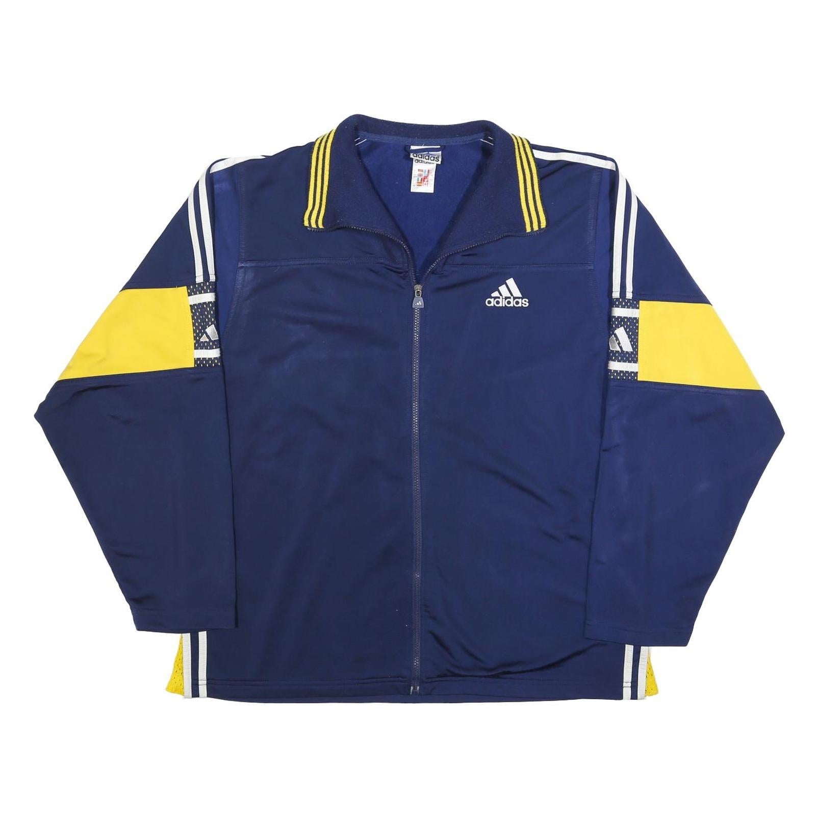 ADIDAS Mens Navy Blue & Yellow Track Jacket L Polyester Blend Zip Sportswear Refurbished - N/A refurbished available on Cerqular