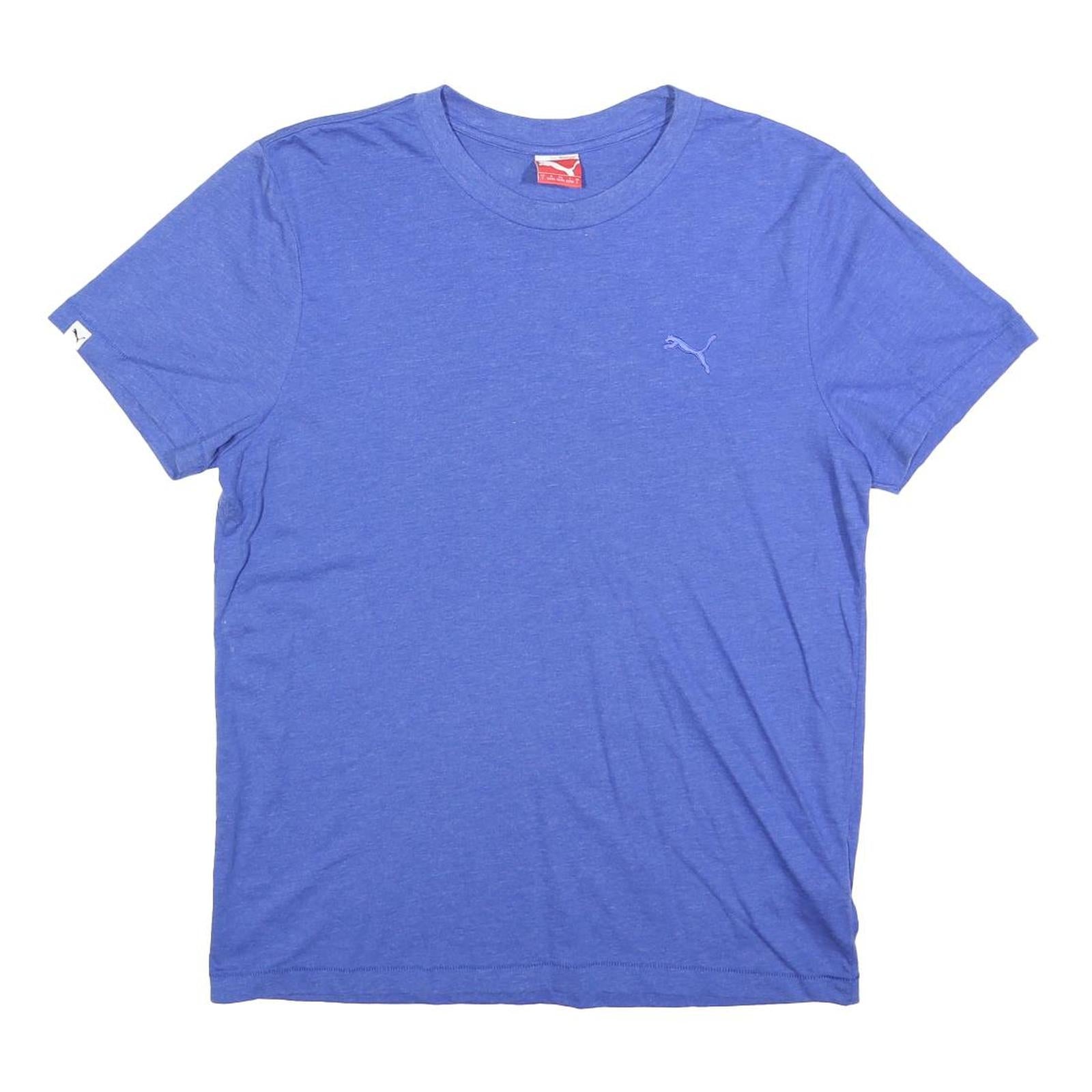 PUMA Mens Blue Plain T-Shirt L Short Sleeve Crew Neck Casual Sport Refurbished - N/A refurbished available on Cerqular