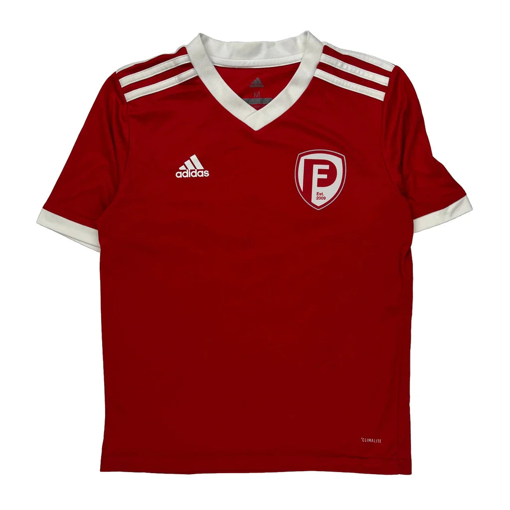 Age 11-12 Adidas Football Football Shirt - Medium Red Polyester Refurbished - Thrifted (note: this is a term often used to describe second- refurbished available on Cerqular