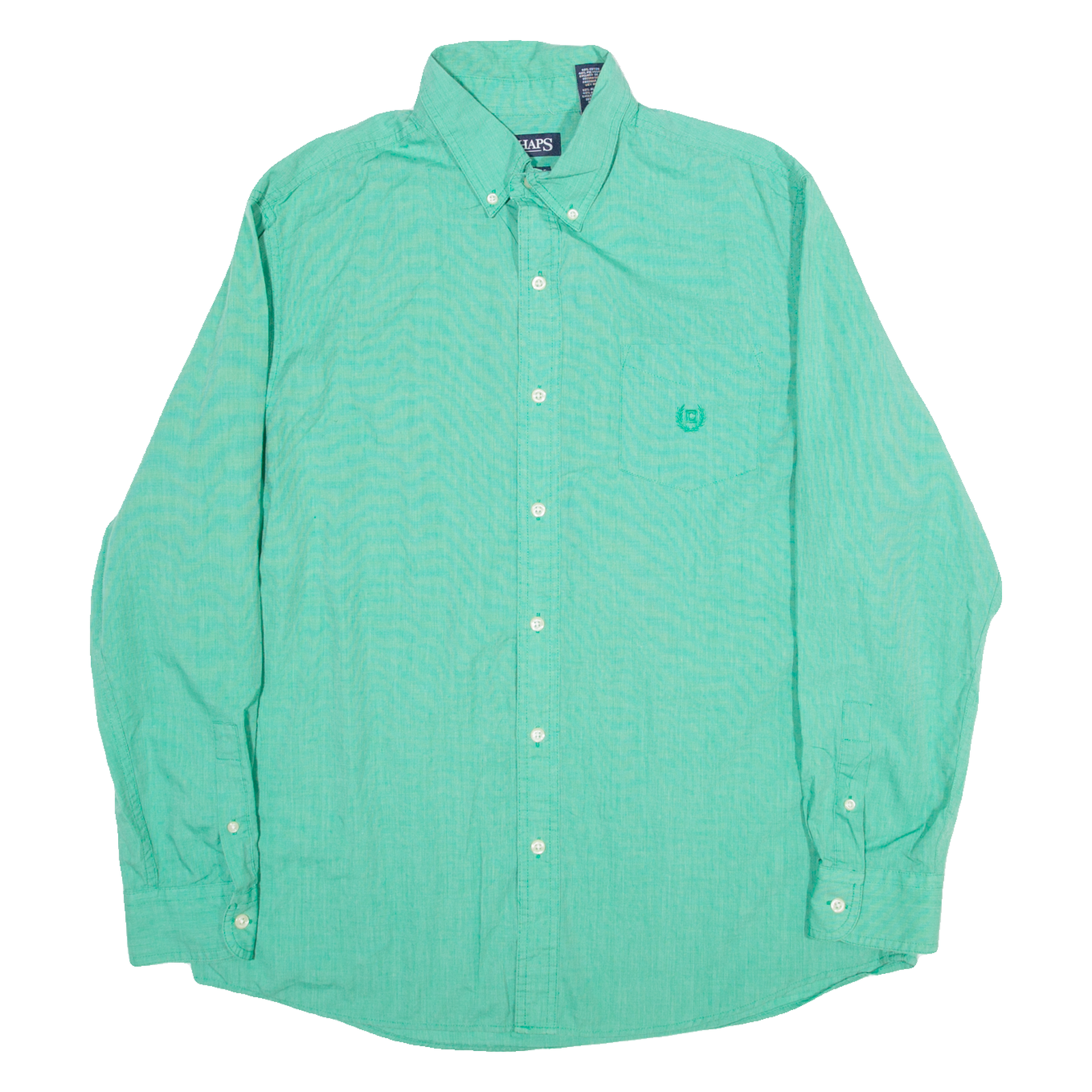CHAPS Easy Care Mens Plain Shirt Green Long Sleeve L Refurbished - N/A refurbished available on Cerqular
