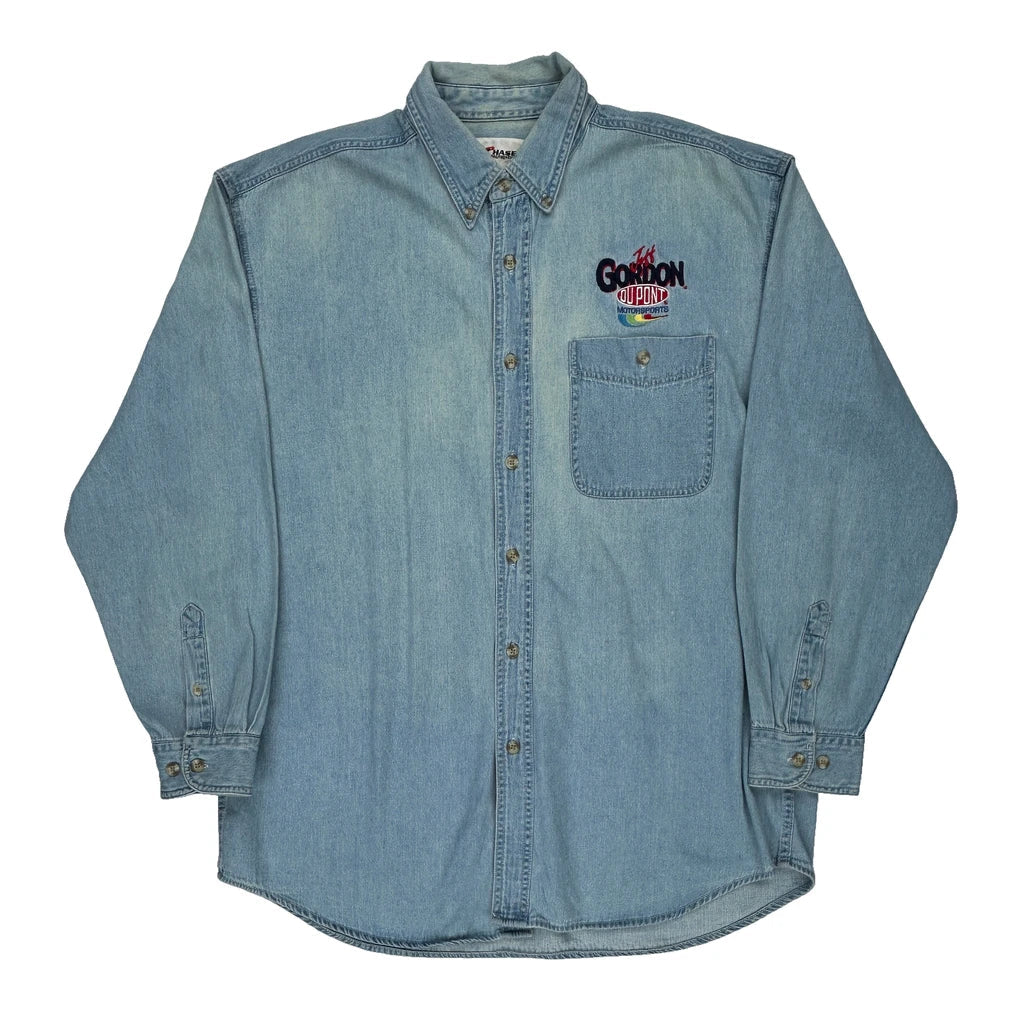 Jeff Gordon Chase Authentics Nascar Denim Shirt - Large Light Wash Cotton Refurbished - Thrifted (note: this is a term often used to describe second- refurbished available on Cerqular