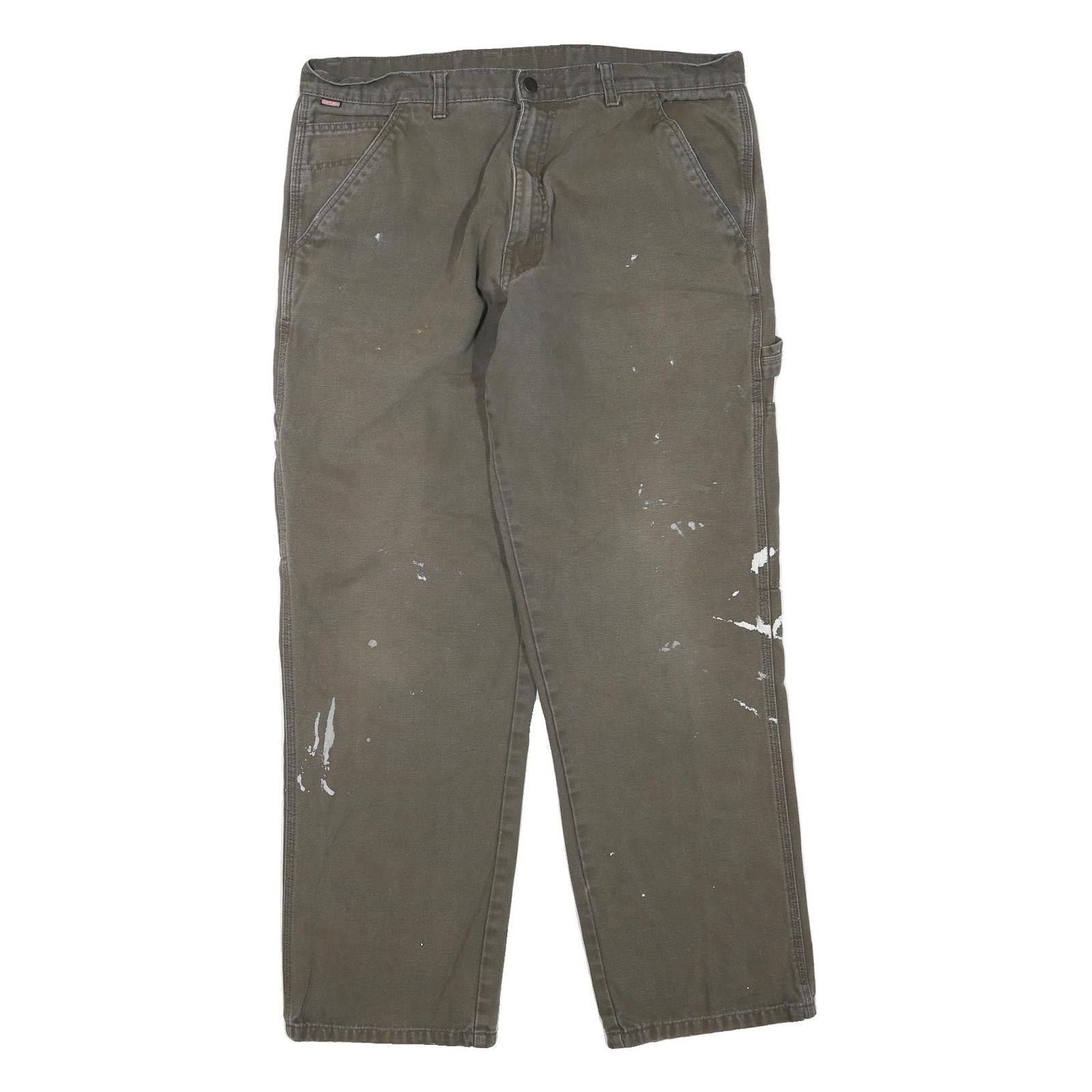 CARHARTT Mens Cotton Blend Brown Regular Straight Trousers W36 L30 Workwear Refurbished - N/A refurbished available on Cerqular