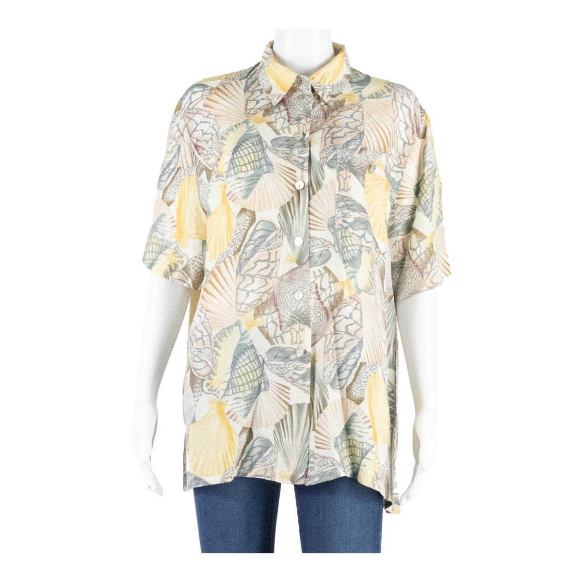 GLORIA G Womens Shirt Yellow Collared Crazy Pattern UK 16 Refurbished - N/A refurbished available on Cerqular