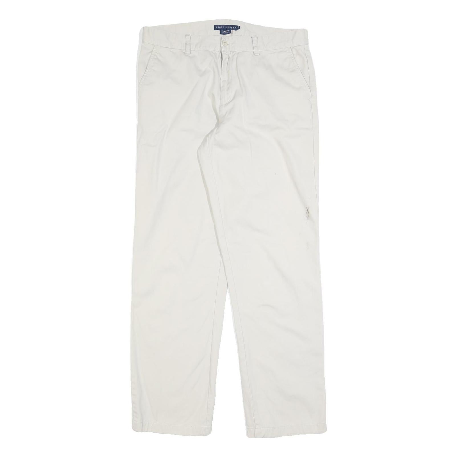 RALPH LAUREN Womens Cotton Blend White Regular Straight Trousers W32 L30 Classic Refurbished - N/A refurbished available on Cerqular
