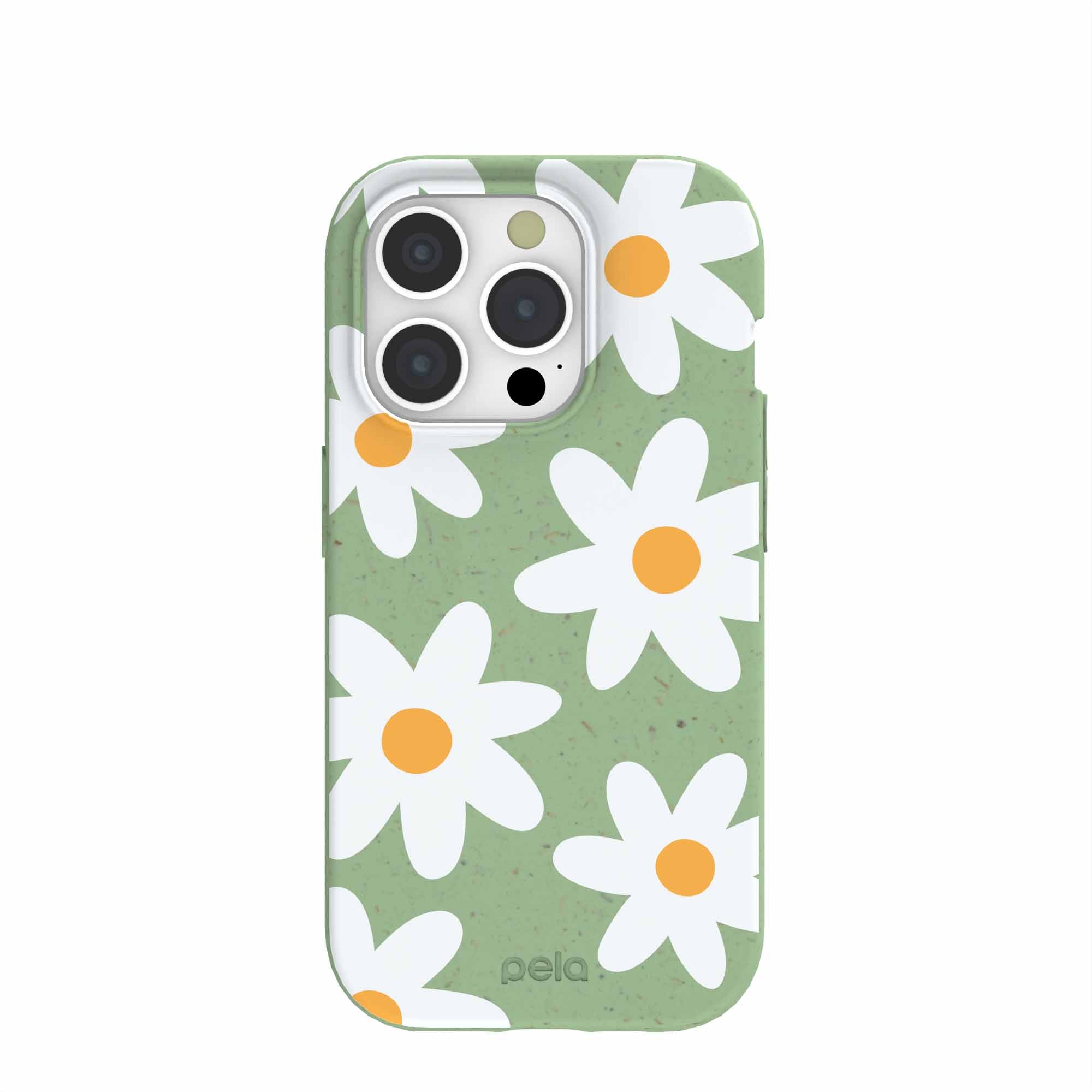 Sage Green Daisy iPhone 15 Pro Case Refurbished - Pela Case refurbished available on Cerqular