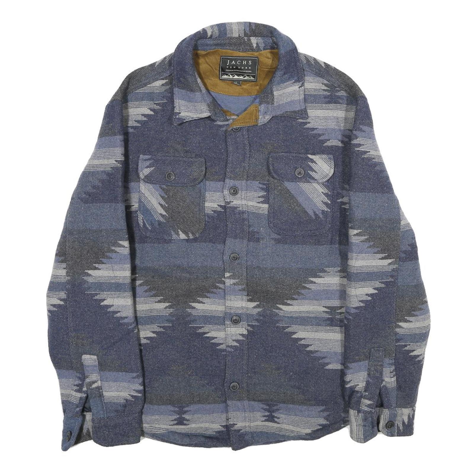 JACHS Mens Blue & Grey Patterned Wool Blend Jacket L Woven Classic Button Refurbished - N/A refurbished available on Cerqular