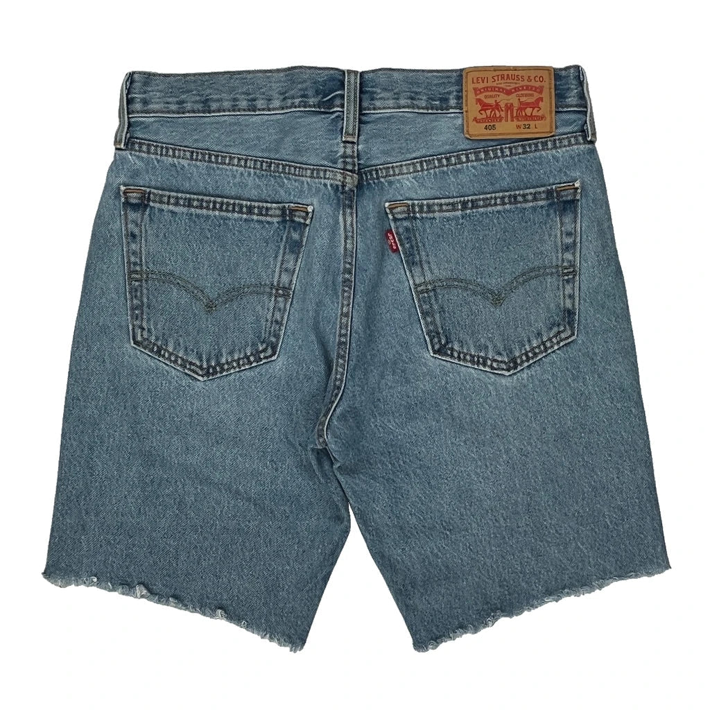 Levis Denim Shorts - 32W 10L Light Wash Denim Refurbished - Thrifted (note: this is a term often used to describe second- refurbished available on Cerqular