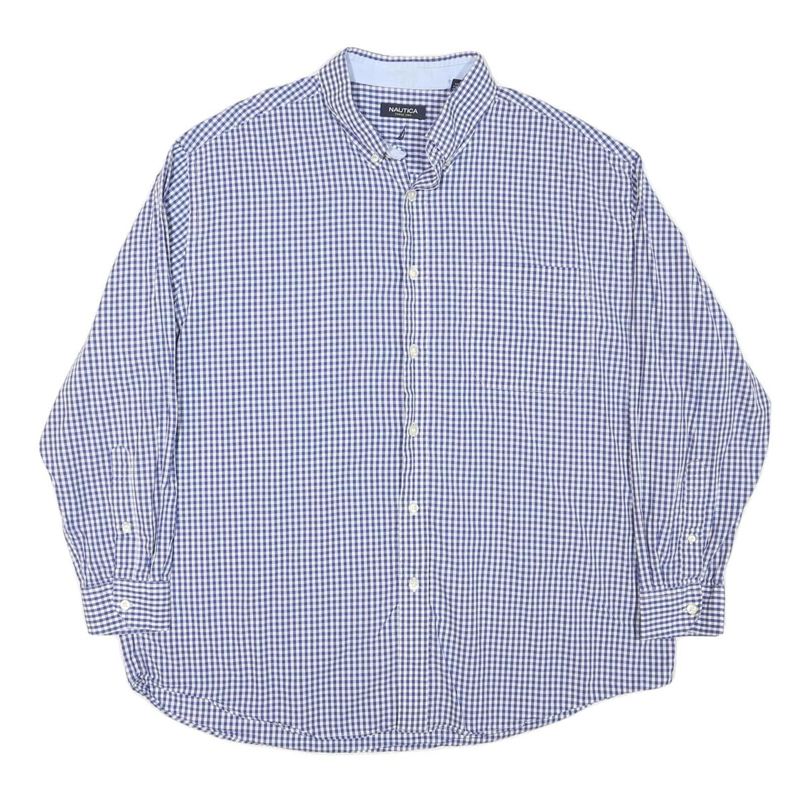NAUTICA Mens Blue Check Shirt XL Cotton Blend Classic Fit Casual Button Down Refurbished - N/A refurbished available on Cerqular