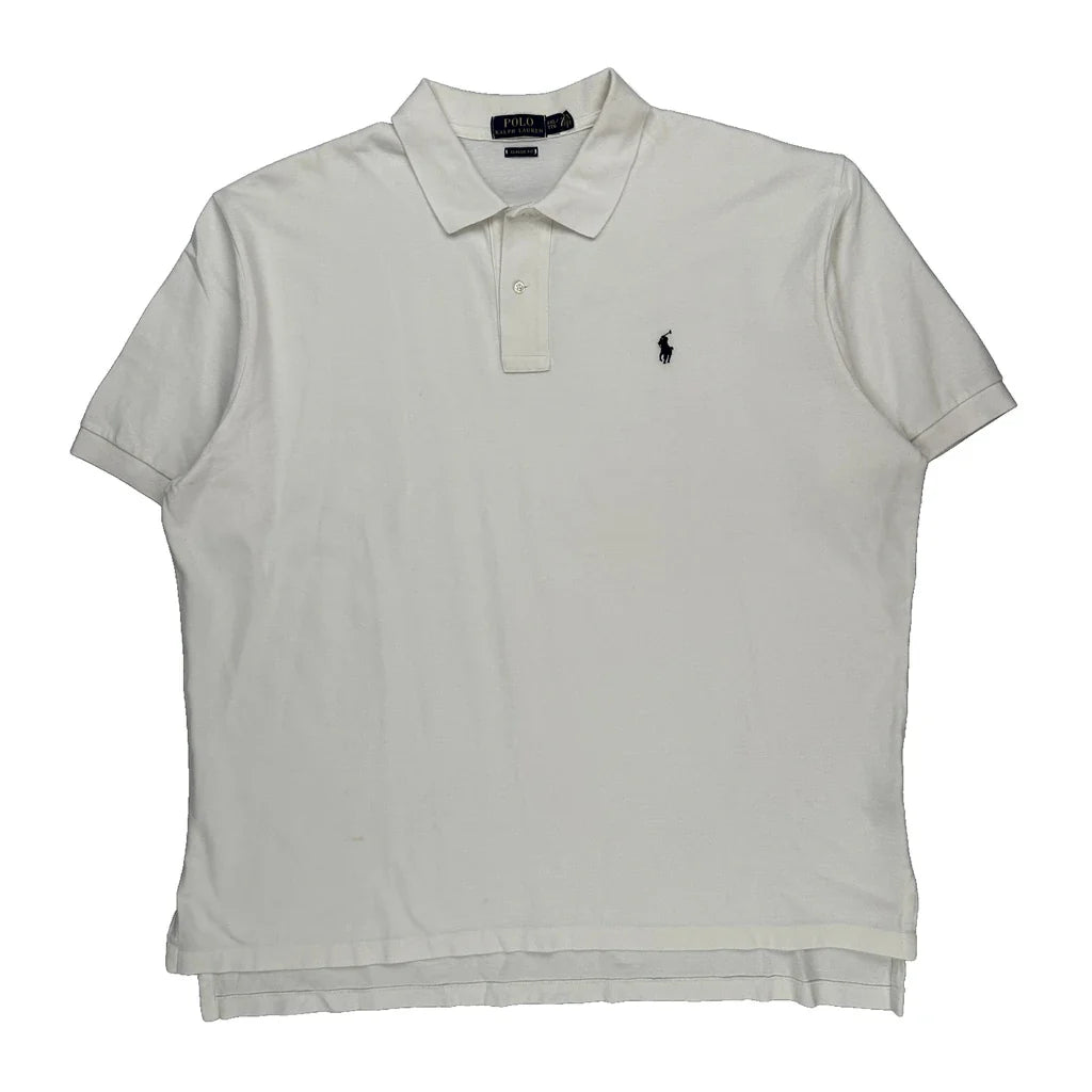 Ralph Lauren Polo Shirt - 2XL White Cotton Refurbished - Thrifted (note: this is a term often used to describe second- refurbished available on Cerqular