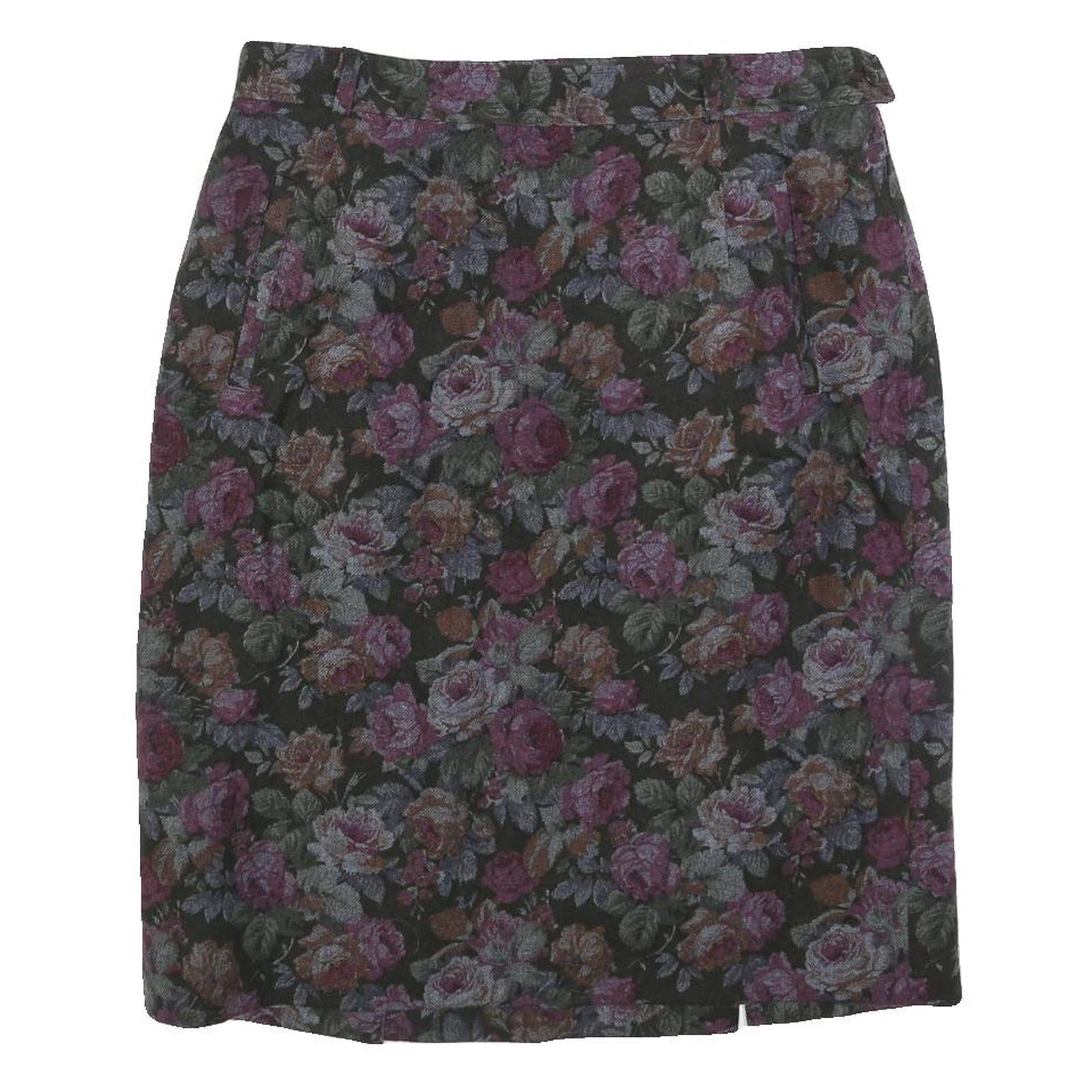 PETER HAHN Womens Purple Floral Print Straight Knee Length Woven Skirt M Elegant Refurbished - N/A refurbished available on Cerqular