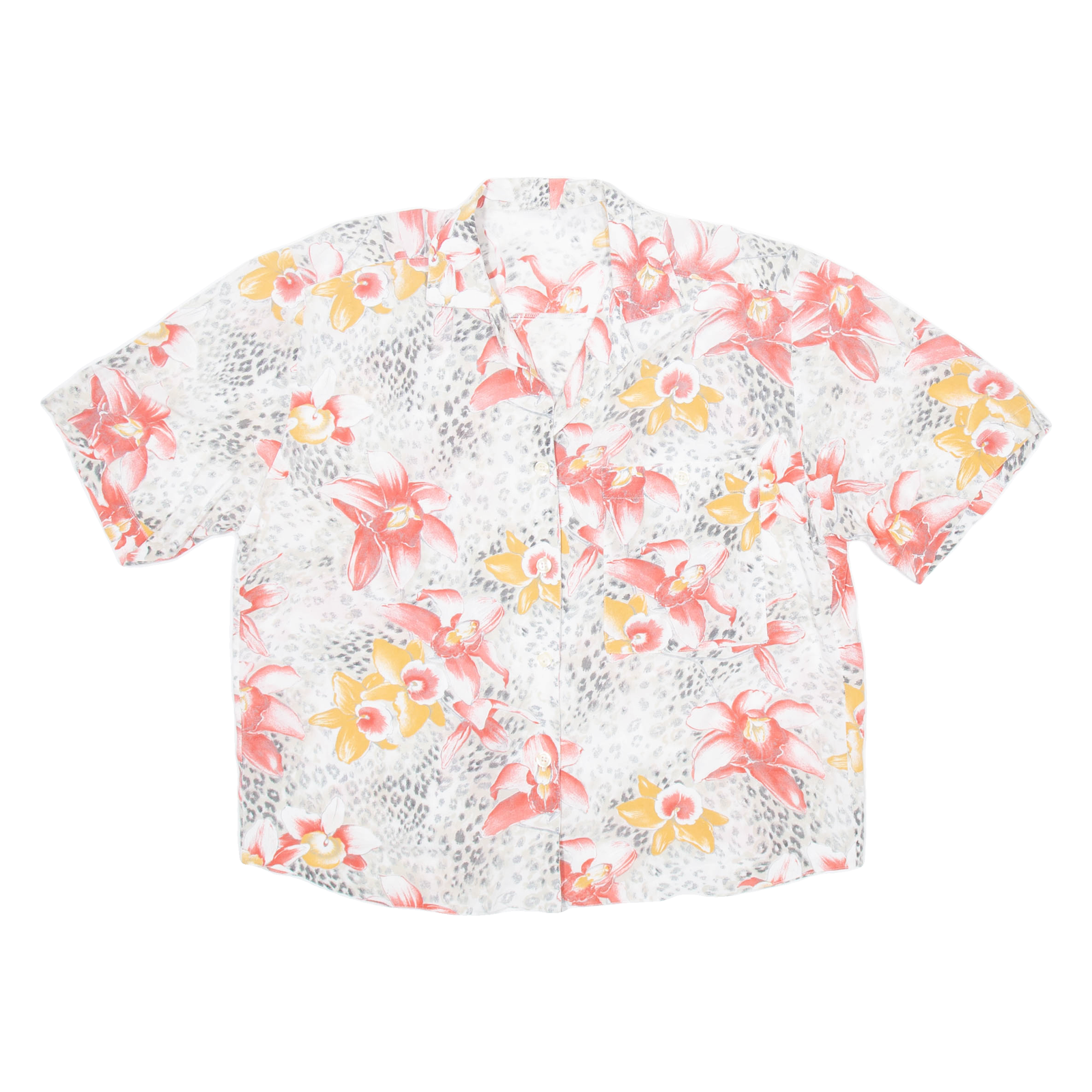 Womens Printed Shirt White V-Neck Floral M Refurbished - N/A refurbished available on Cerqular