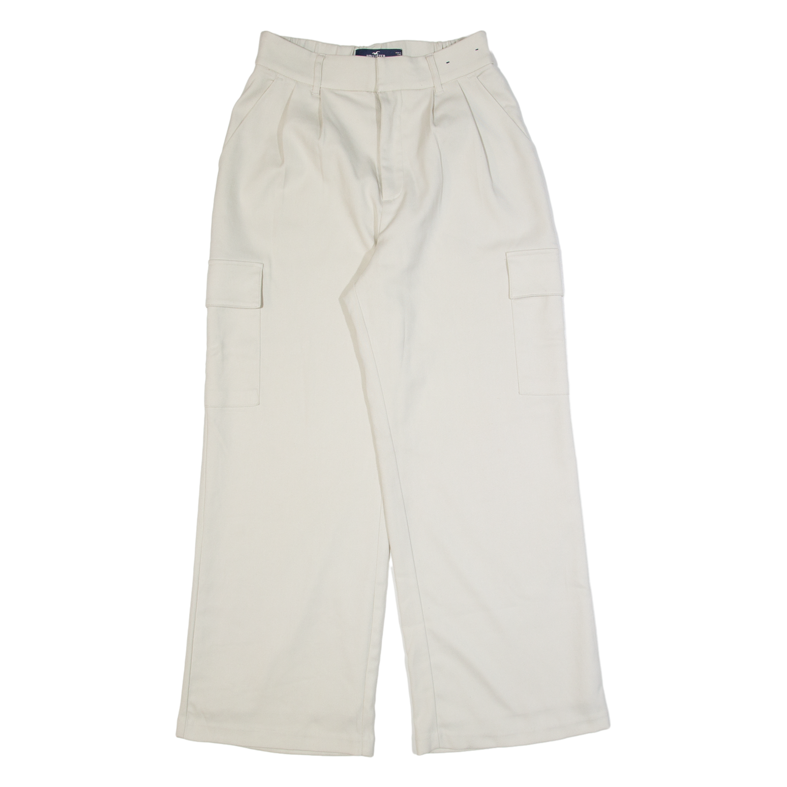 HOLLISTER High Rise Womens Trousers Cream Relaxed Wide-Leg W26 L28 Refurbished - N/A refurbished available on Cerqular