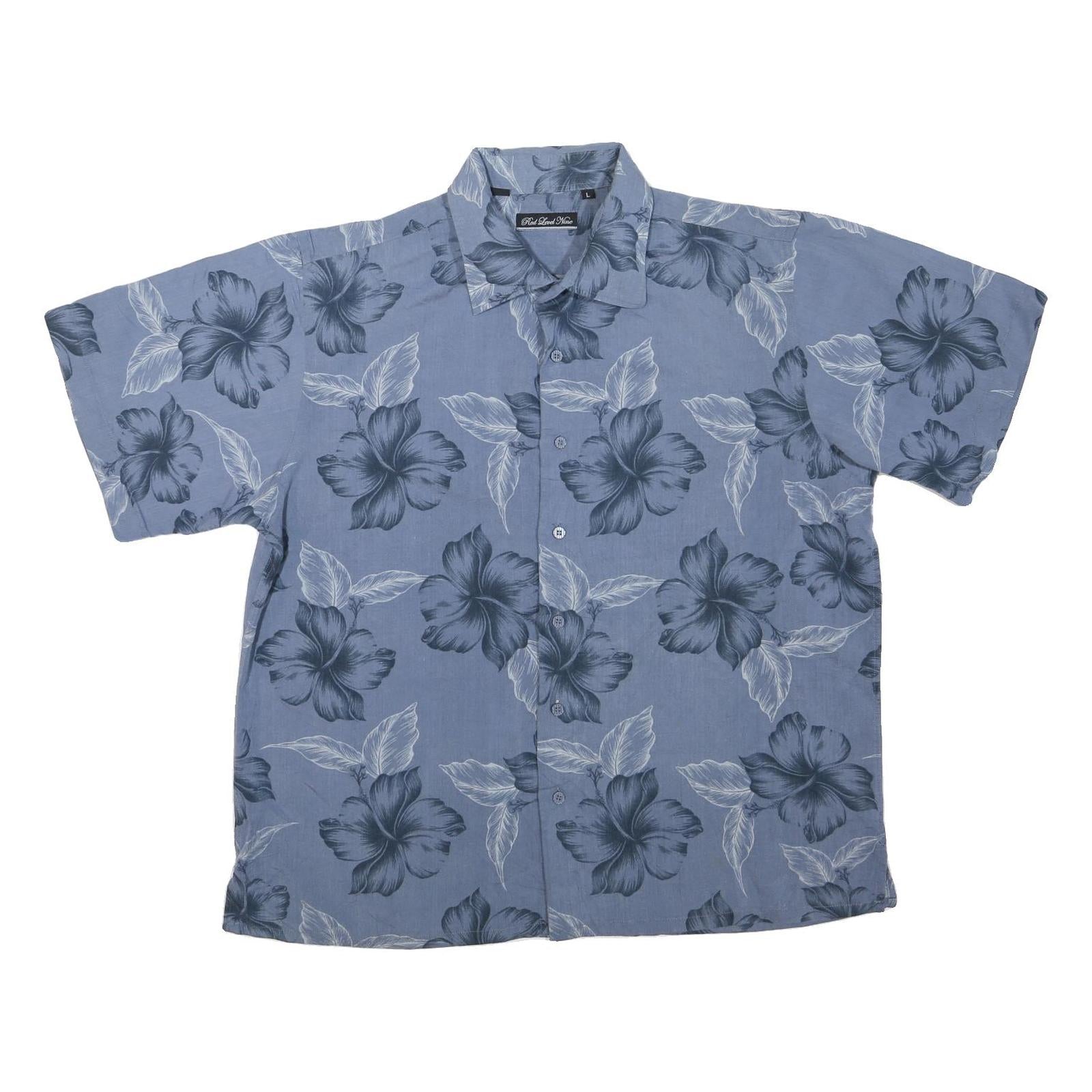 RED LEVEL NINE Mens Blue Floral Short Sleeve Shirt L Cotton Blend Casual Summer Refurbished - N/A refurbished available on Cerqular