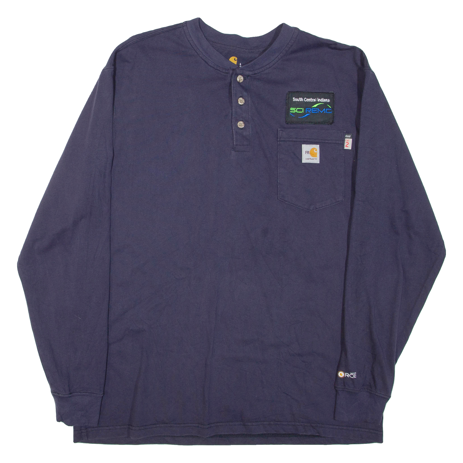 CARHARTT Mens T-Shirt Blue Long Sleeve Button Neck L Refurbished - N/A refurbished available on Cerqular