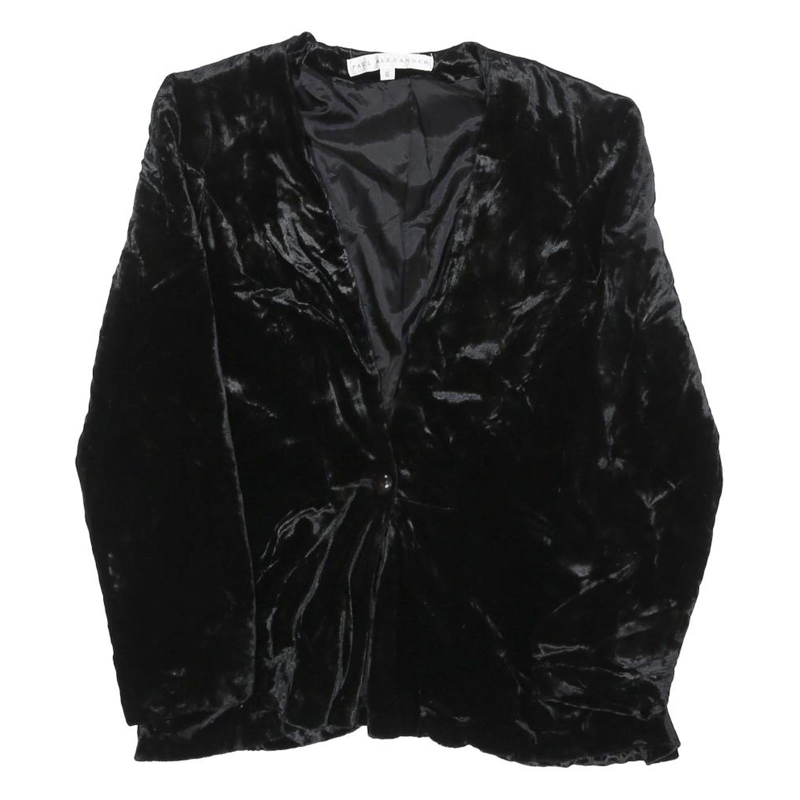 PAUL ALEXANDER Womens Black Velvet Long Sleeve V-Neck Top S Elegant Soft Feel Refurbished - N/A refurbished available on Cerqular