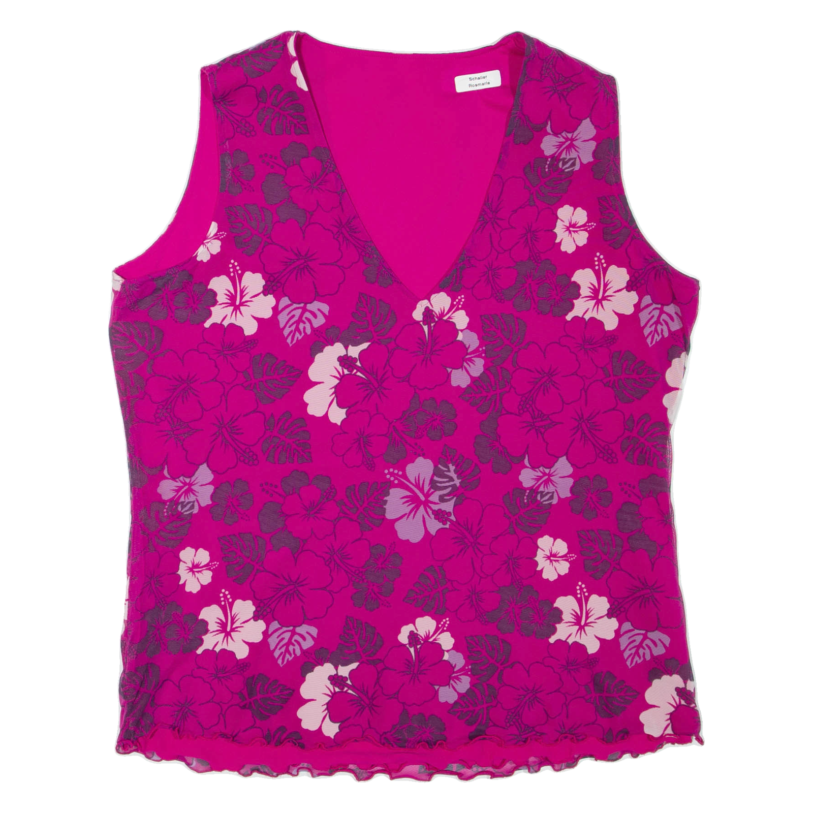 Womens Printed Top Pink V-Neck Sleeveless Floral L Refurbished - N/A refurbished available on Cerqular