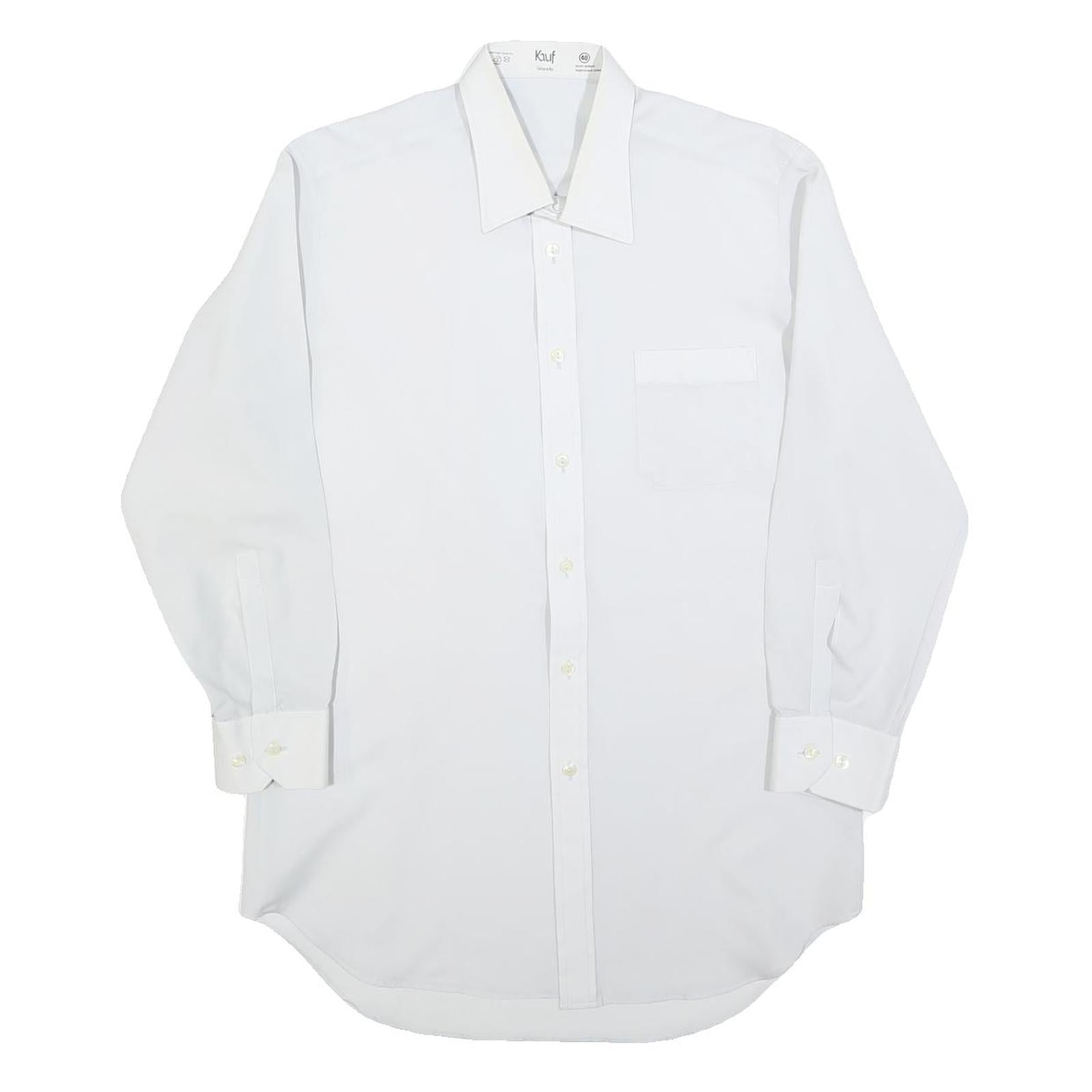 KAUF Mens White Shirt S Classic Formal Button-Up Long Sleeve Polyester Refurbished - N/A refurbished available on Cerqular