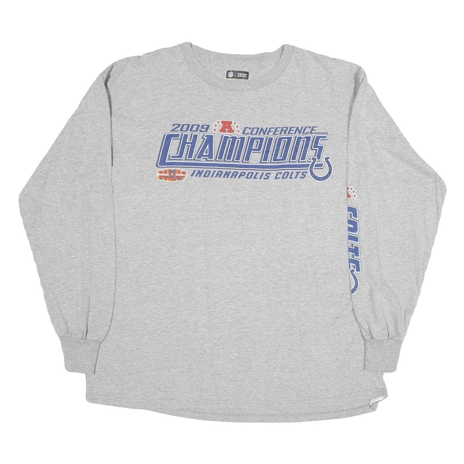 NFL Mens Grey 2009 AFC Champions Long Sleeve Crew Neck Cotton T-Shirt L Refurbished - N/A refurbished available on Cerqular