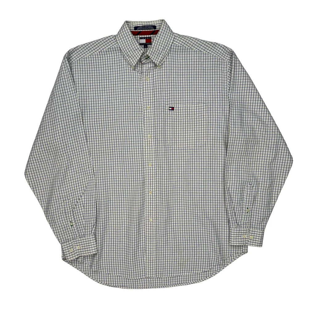 Tommy Hilfiger Checked Shirt - Large Blue Cotton Refurbished - Thrifted (note: this is a term often used to describe second- refurbished available on Cerqular
