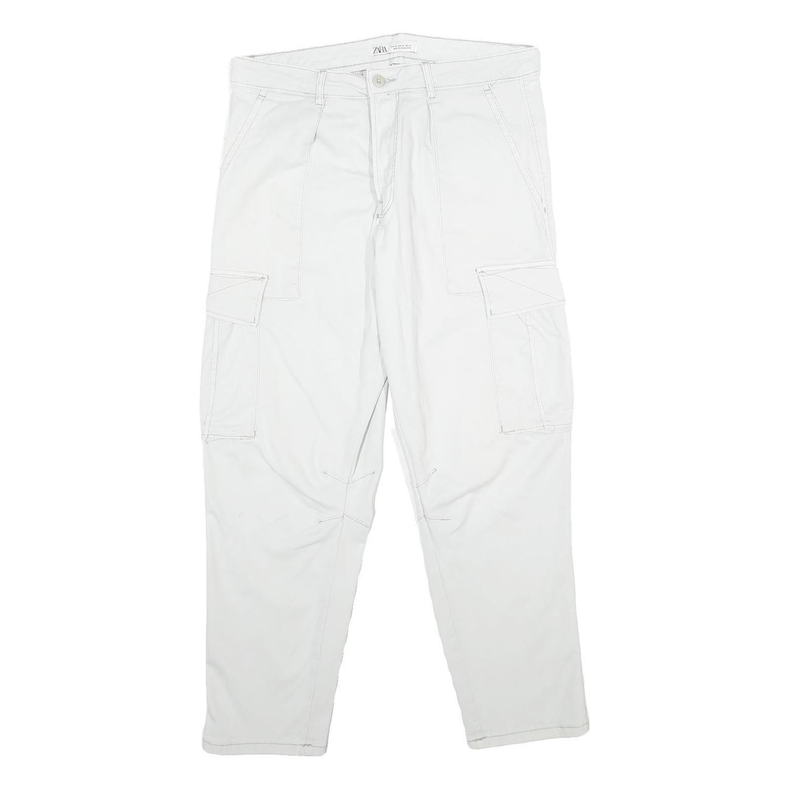 Buy ZARA Mens Cotton Blend White Regular Cargo Trousers W32 L30 Casual Pockets Zip Refurbished - $20.79 ZARA Mens Cotton Blend White Regular Cargo Trousers W32 L30 Casual Pockets Zip Refurbished - N/A refurbished available on Cerqular