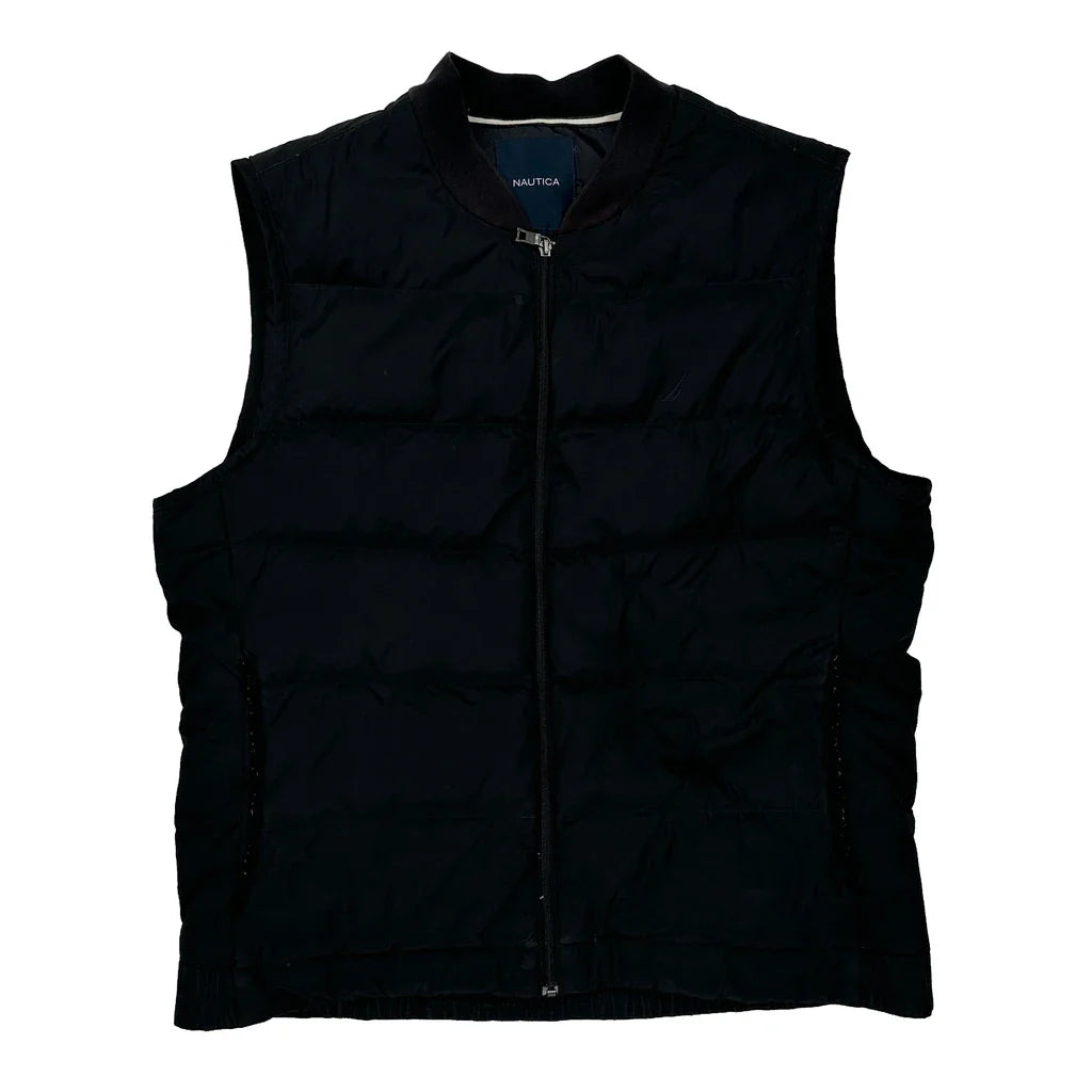 Nautica Gilet - XL Black Polyester Refurbished - Thrifted (note: this is a term often used to describe second- refurbished available on Cerqular