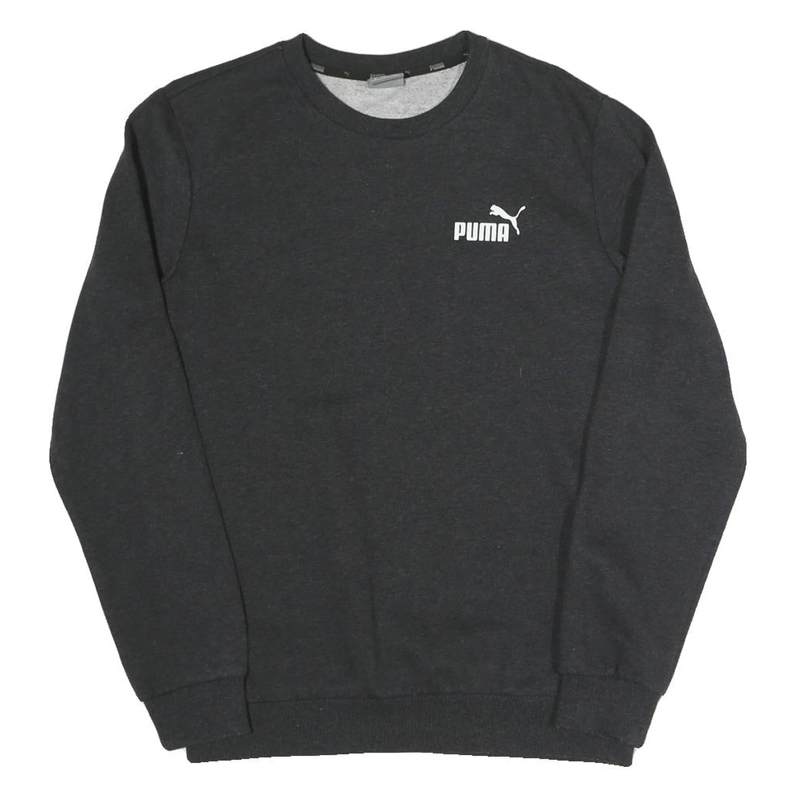 PUMA Mens Black Cotton Blend Crew Neck Sweatshirt S Logo Casual Athleisure Refurbished - N/A refurbished available on Cerqular