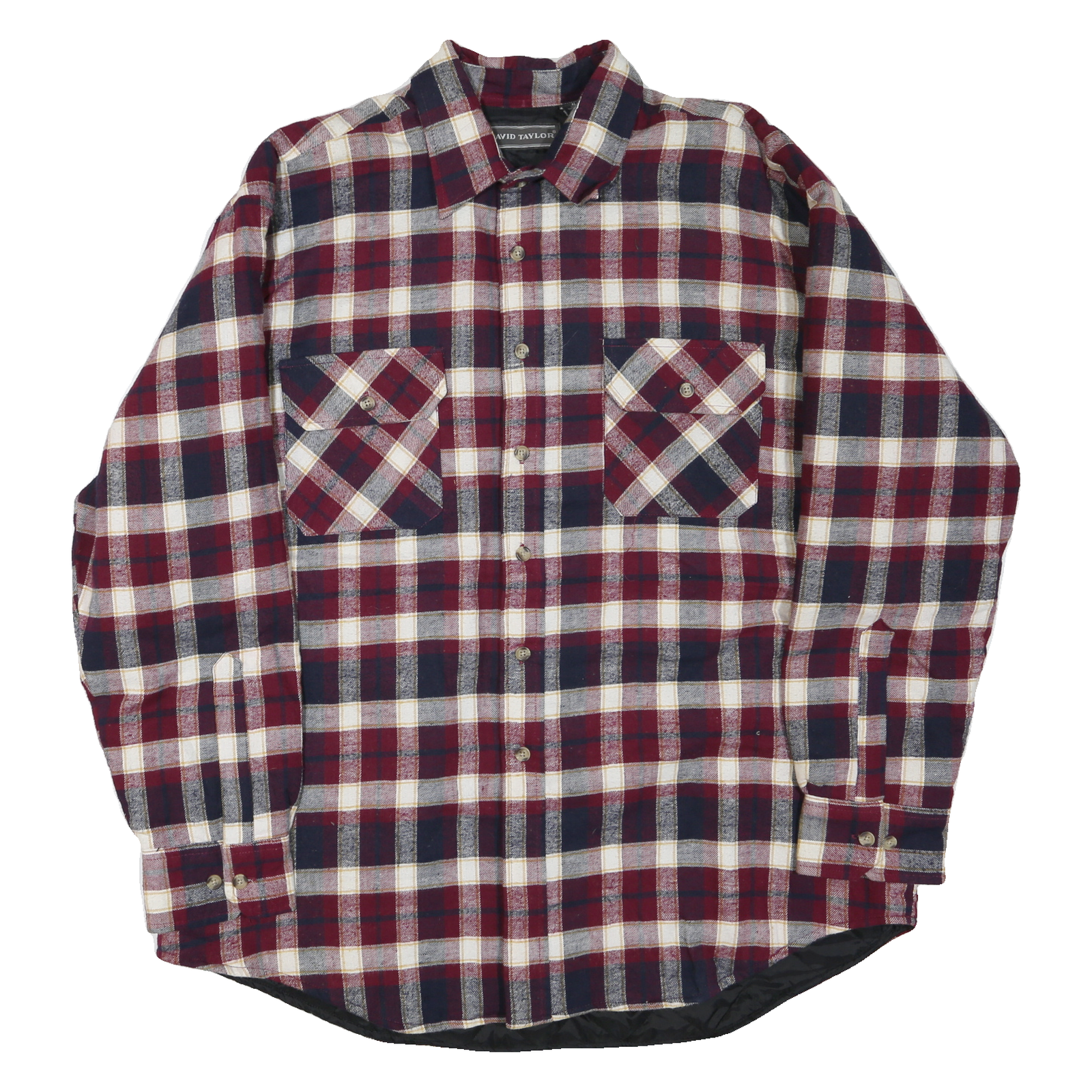 DAVID TAYLOR Mens Red & Navy Check Shirt XL Cotton Blend Long Sleeve Casual Refurbished - N/A refurbished available on Cerqular