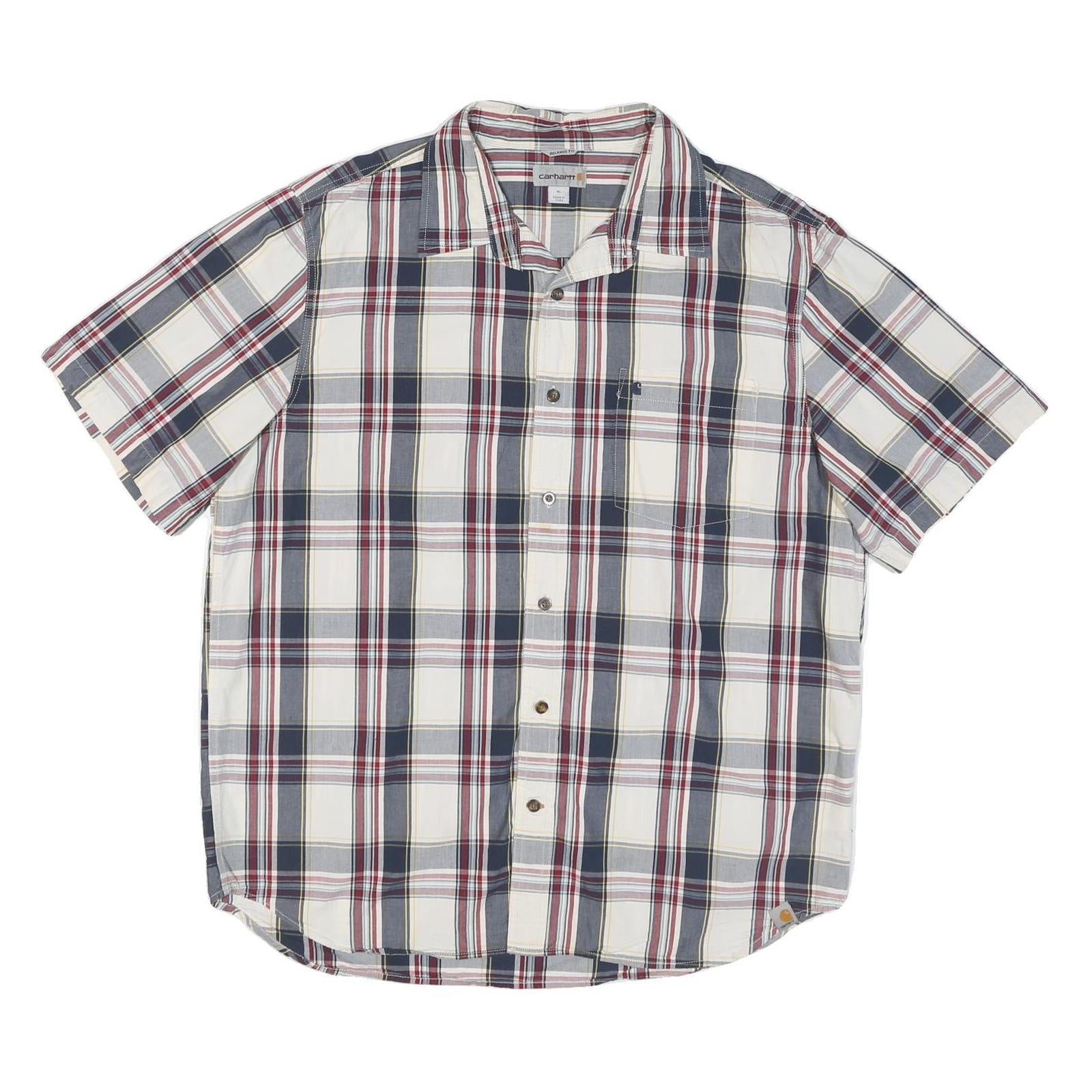 CARHARTT Mens Blue & Red Check Shirt XL Casual Cotton Blend Short Sleeve Refurbished - N/A refurbished available on Cerqular