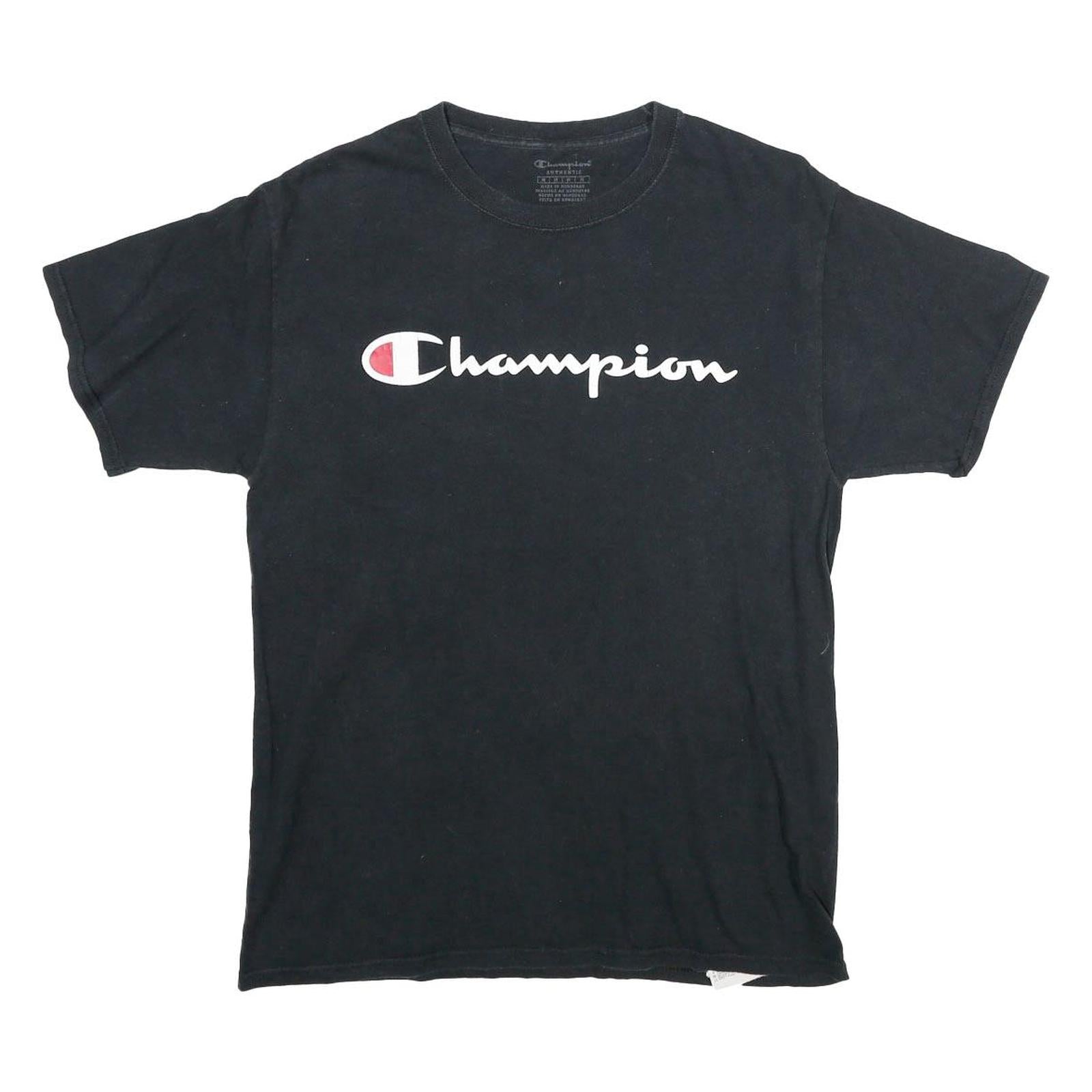 CHAMPION Mens Black Classic T-Shirt M Short Sleeve Crew Neck Logo Refurbished - N/A refurbished available on Cerqular