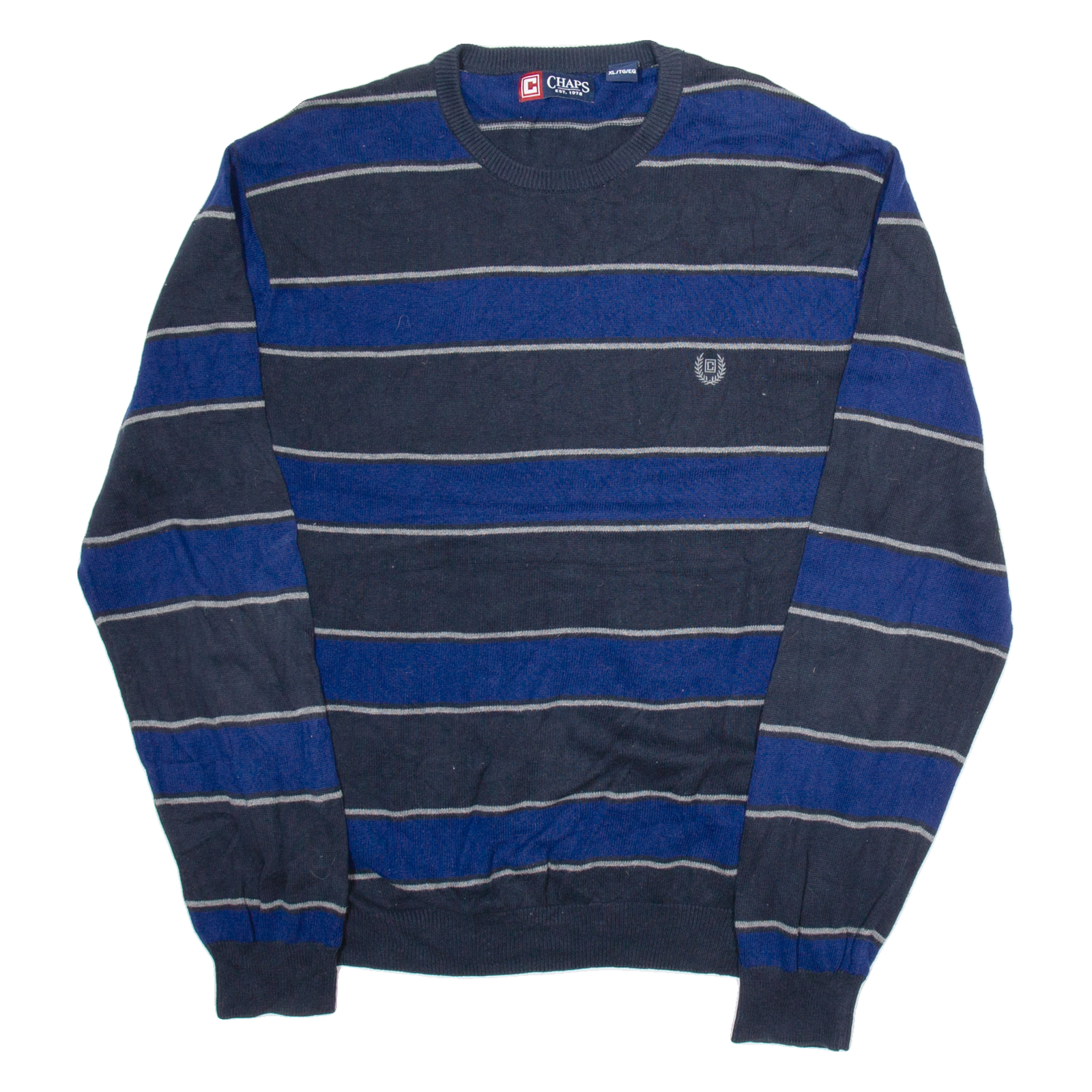 CHAPS Mens Jumper Blue Striped Tight Knit XL Refurbished - N/A refurbished available on Cerqular