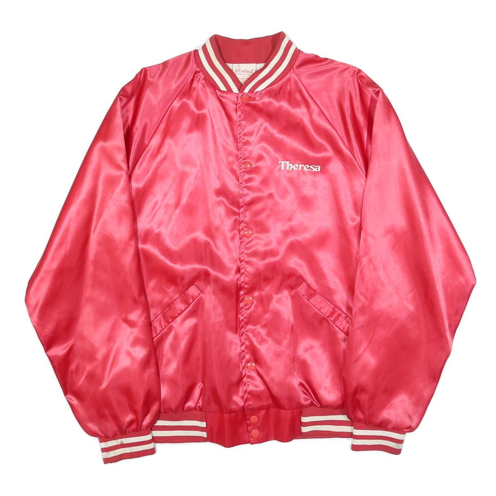 CARDINAL Mens Red Satin Jacket L Nylon Chalet Lounge Vintage Button-Up Retro Refurbished - N/A refurbished available on Cerqular