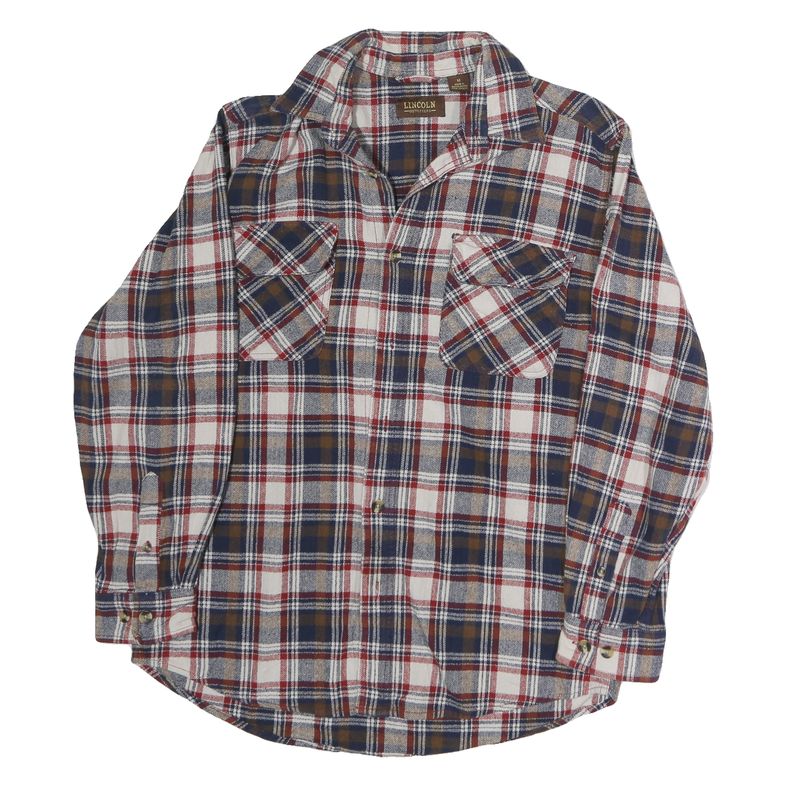 LINCOLN OUTFITTERS Mens Blue Brown Check Shirt M Casual Cotton Blend Flannel Refurbished - N/A refurbished available on Cerqular