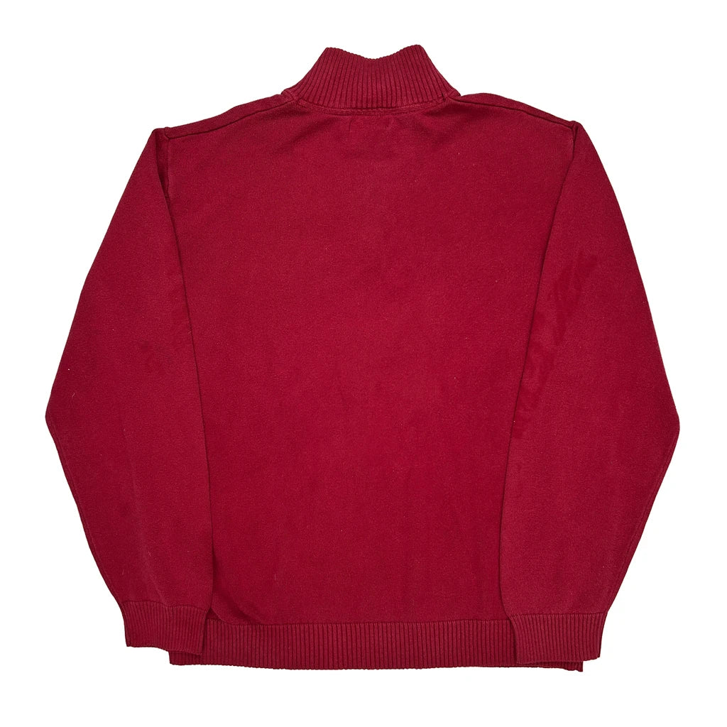 Nautica 1/4 Zip - Large Red Cotton Refurbished - Thrifted (note: this is a term often used to describe second- refurbished available on Cerqular