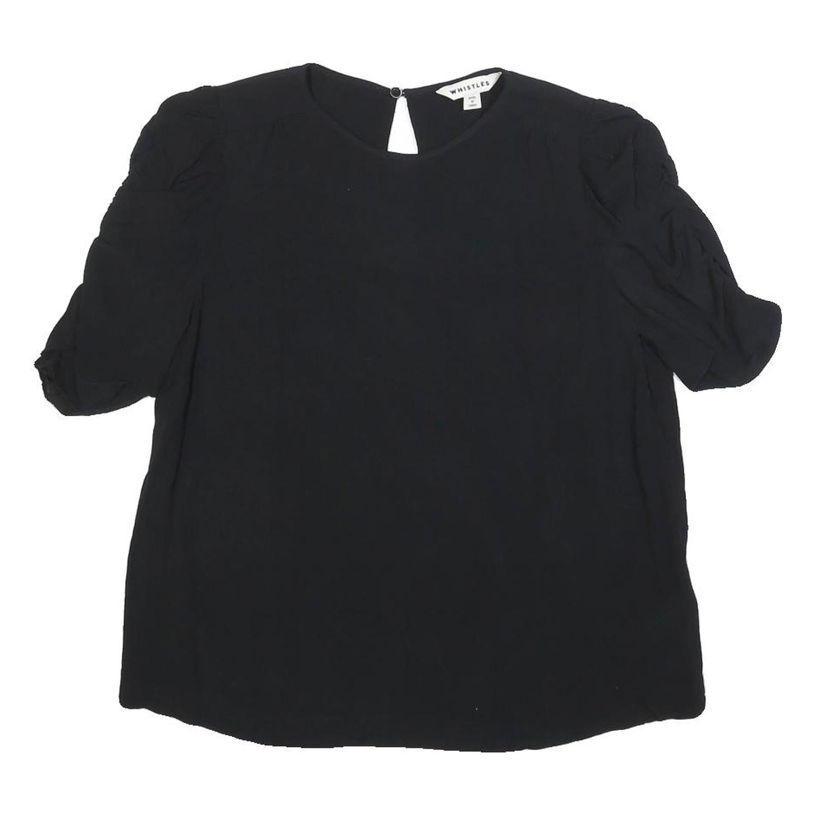 WHISTLES Womens Black Puff Sleeve Top Short Sleeve Round Neck UK 10 Refurbished - N/A refurbished available on Cerqular