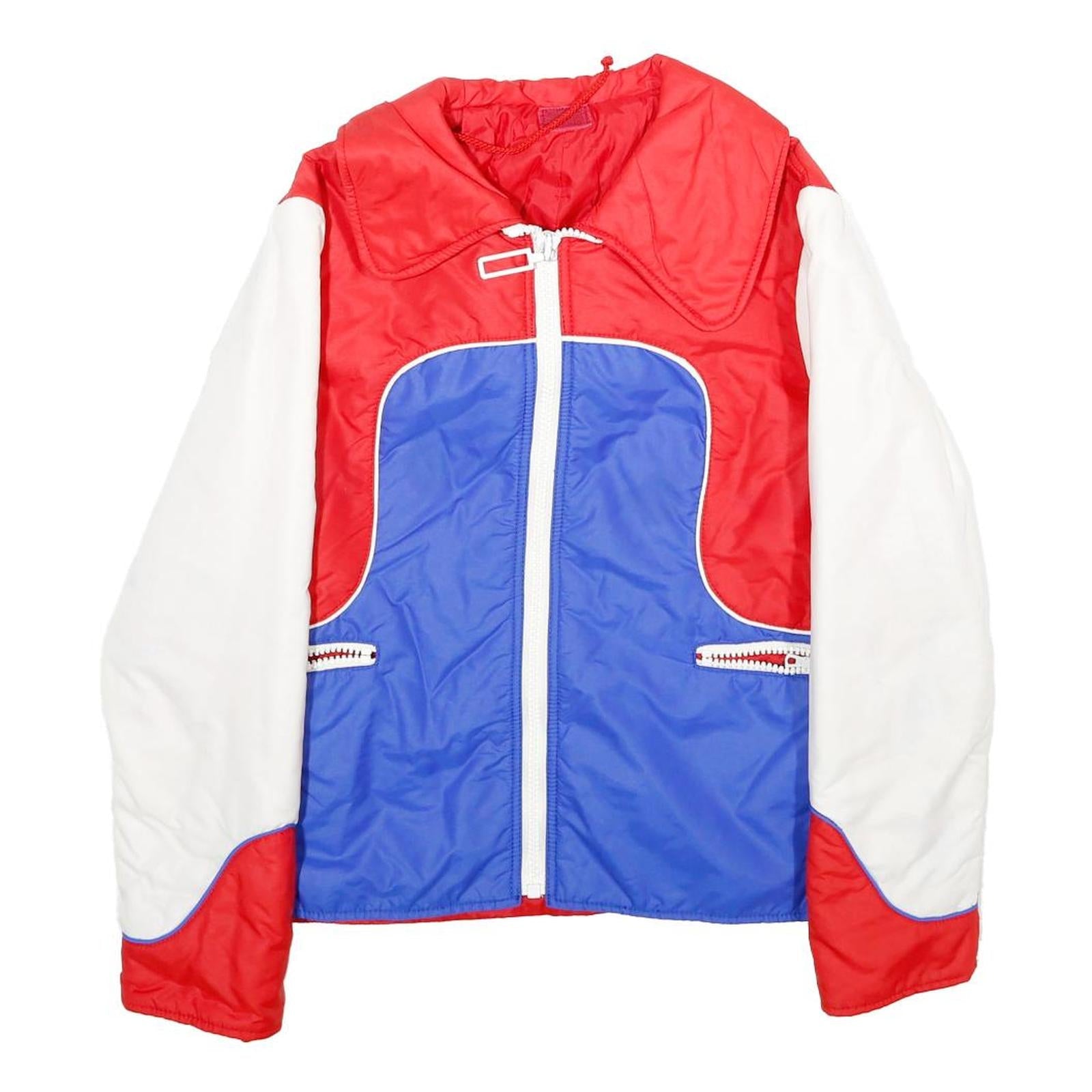 HCC Womens Red & Blue White Zip Jacket UK 10 Woven Colourblock Sporty Retro Refurbished - N/A refurbished available on Cerqular
