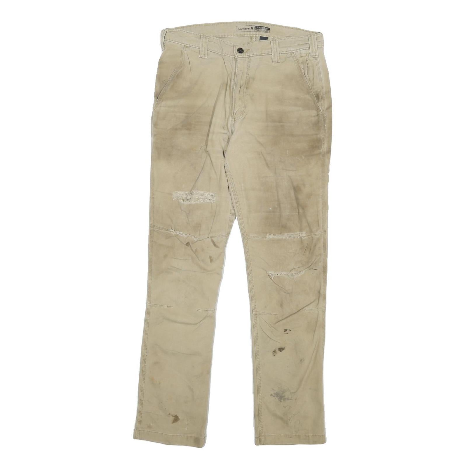 CARHARTT Mens Regular Fit Beige Cotton Blend Straight Leg Trousers W32 L32 Refurbished - N/A refurbished available on Cerqular