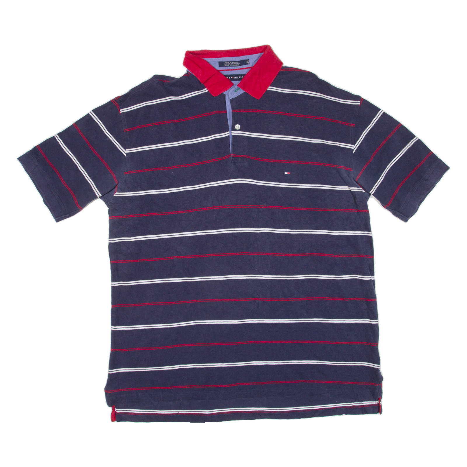 TOMMY HILFIGER Mens Polo Shirt Blue Striped XL Refurbished - N/A refurbished available on Cerqular