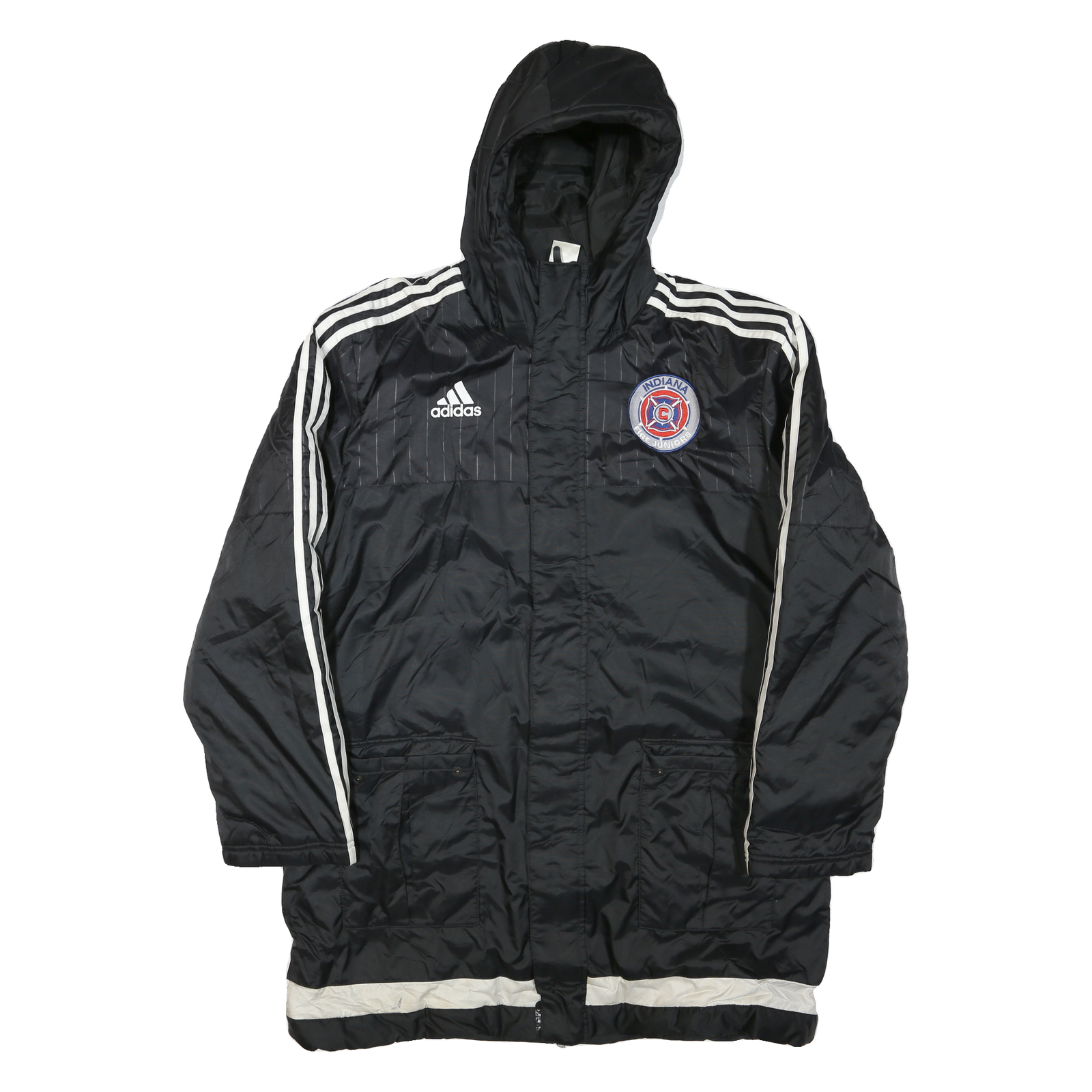 ADIDAS Mens Black & White Indiana Fire Juniors Hooded Track Jacket L Polyester Refurbished - N/A refurbished available on Cerqular