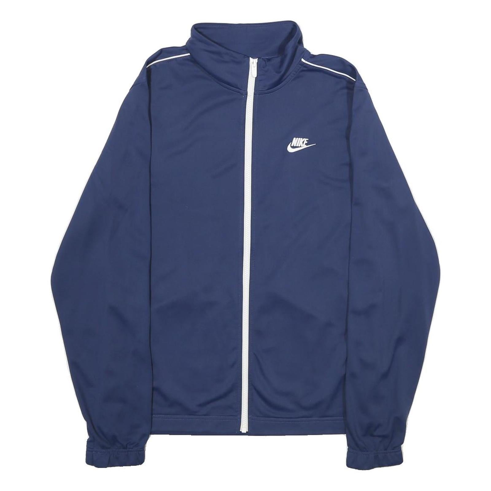 NIKE Mens Blue & White Track Jacket S Polyester Plain Zip Athletic Sportswear Refurbished - N/A refurbished available on Cerqular