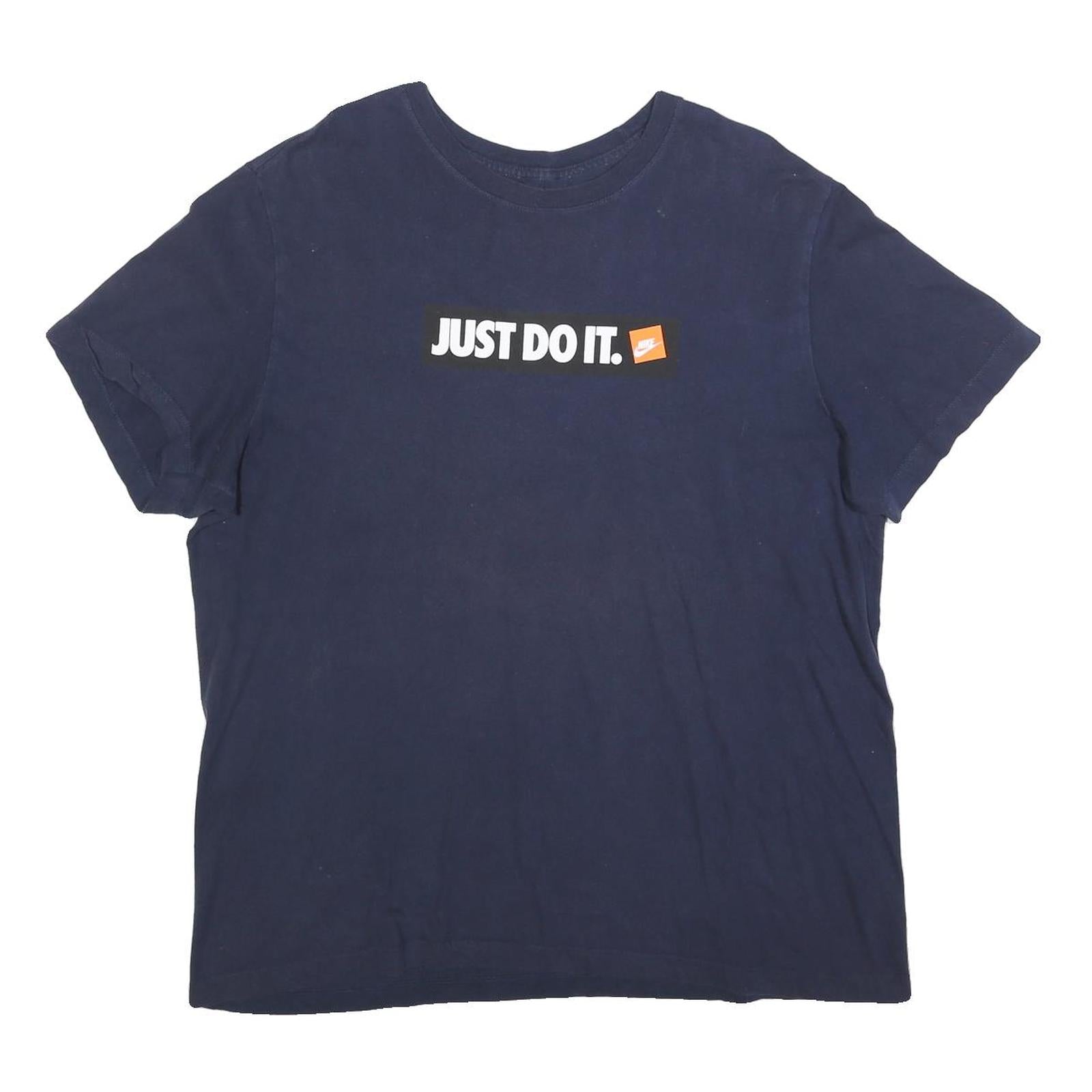 NIKE Mens Navy Blue Just Do It Graphic T-Shirt XL Short Sleeve Crew Neck Cotton Refurbished - N/A refurbished available on Cerqular