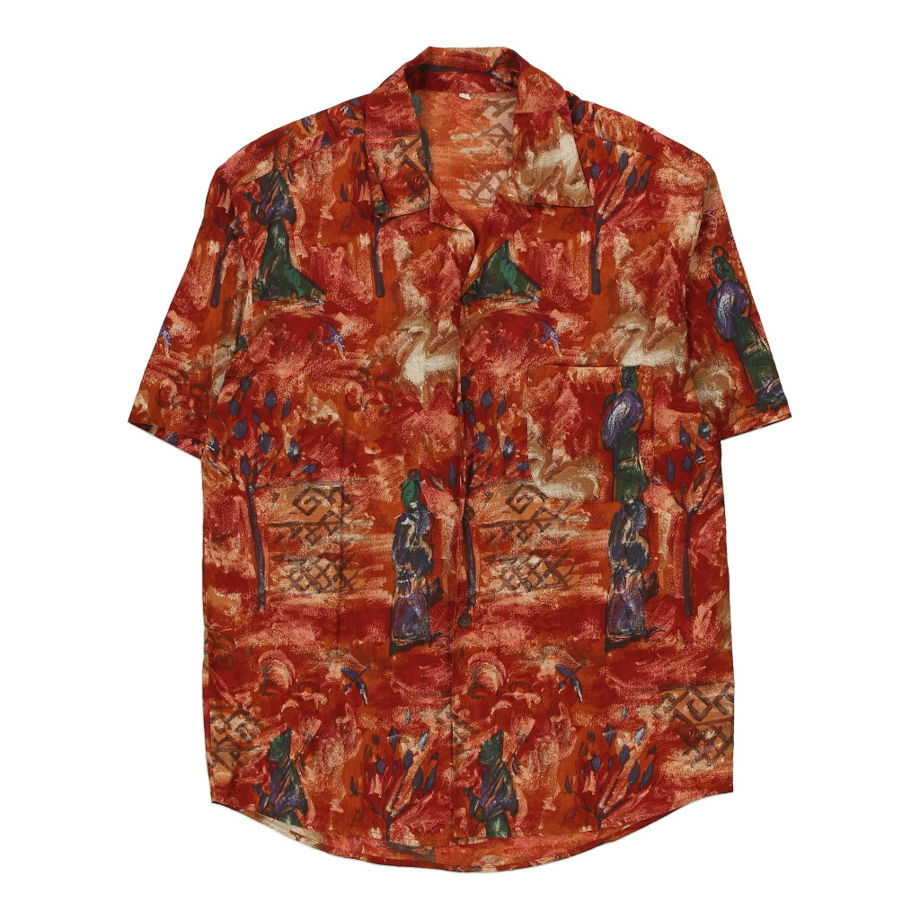 Buy Unbranded Graphic Short Sleeve Shirt - Large Red Cotton Blend Refurbished - $10.04 Unbranded Graphic Short Sleeve Shirt - Large Red Cotton Blend Refurbished - Thrifted (note: this is a term often used to describe second- refurbished available on Cerqular