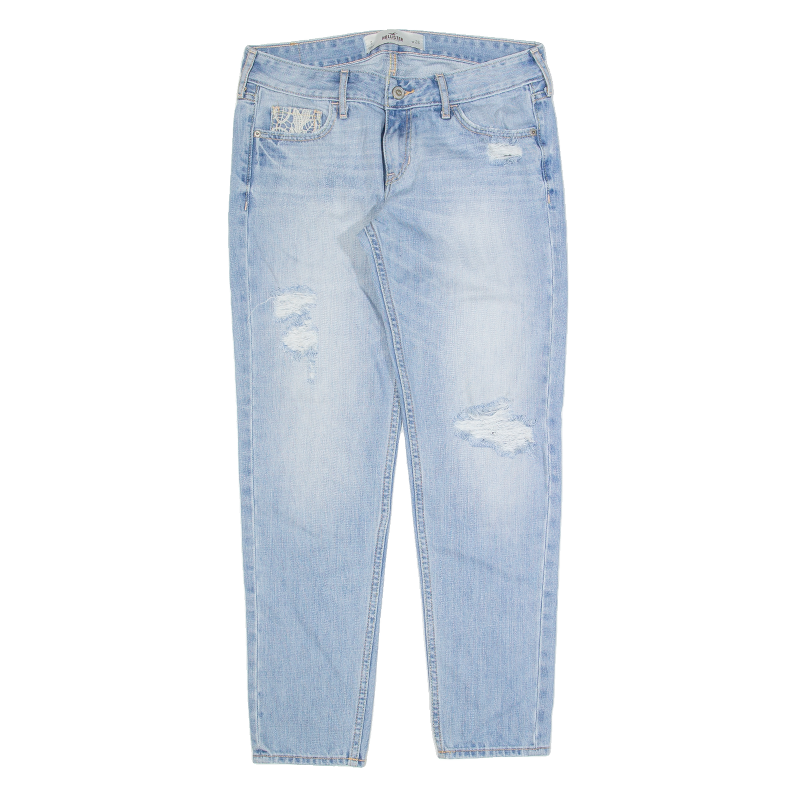 HOLLISTER Distressed Womens Jeans Blue Slim Tapered Stone Wash W30 L27 Refurbished - N/A refurbished available on Cerqular